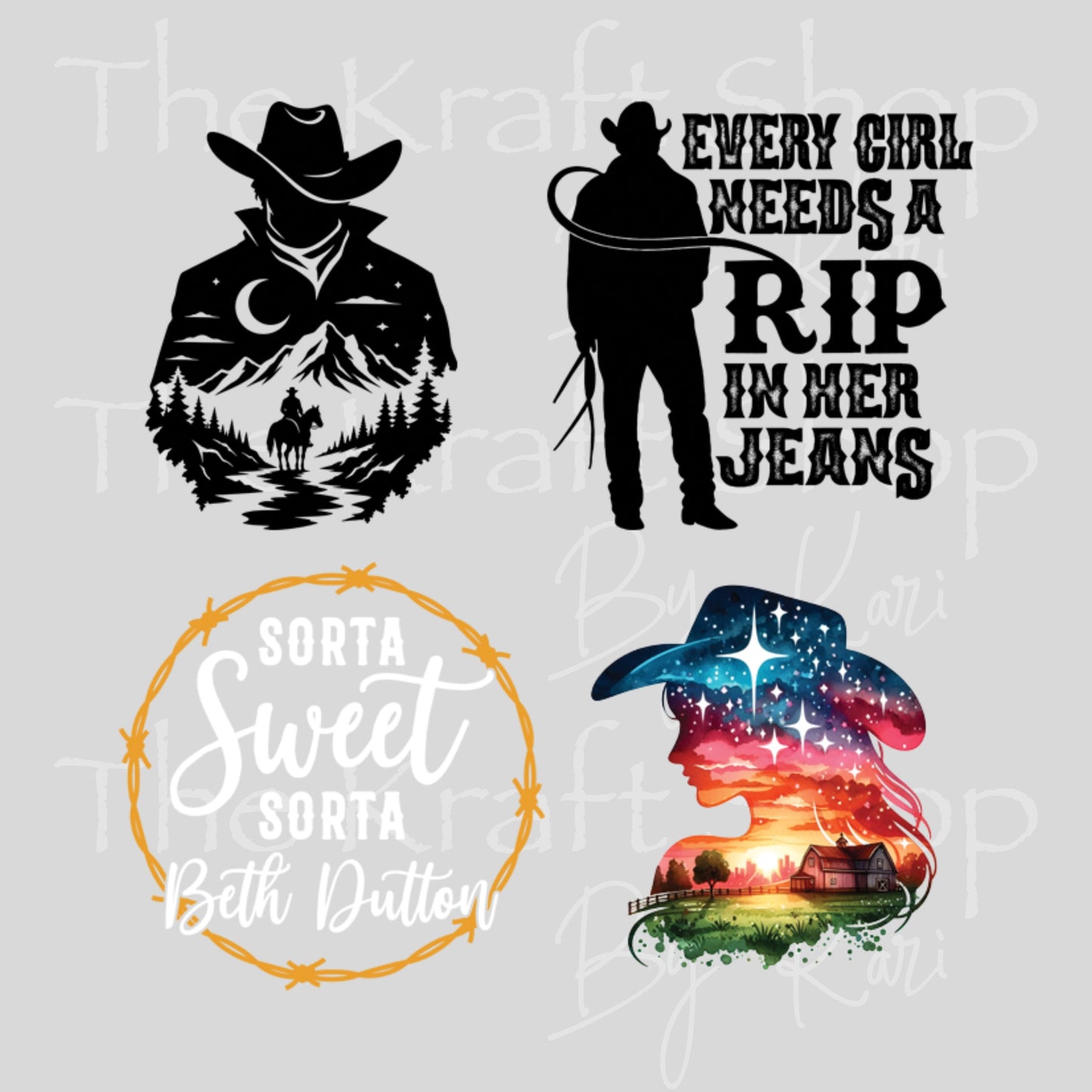 UV DTF Every Girl Needs a Rip cowboys decals 4pk, permanent sticker.#4755