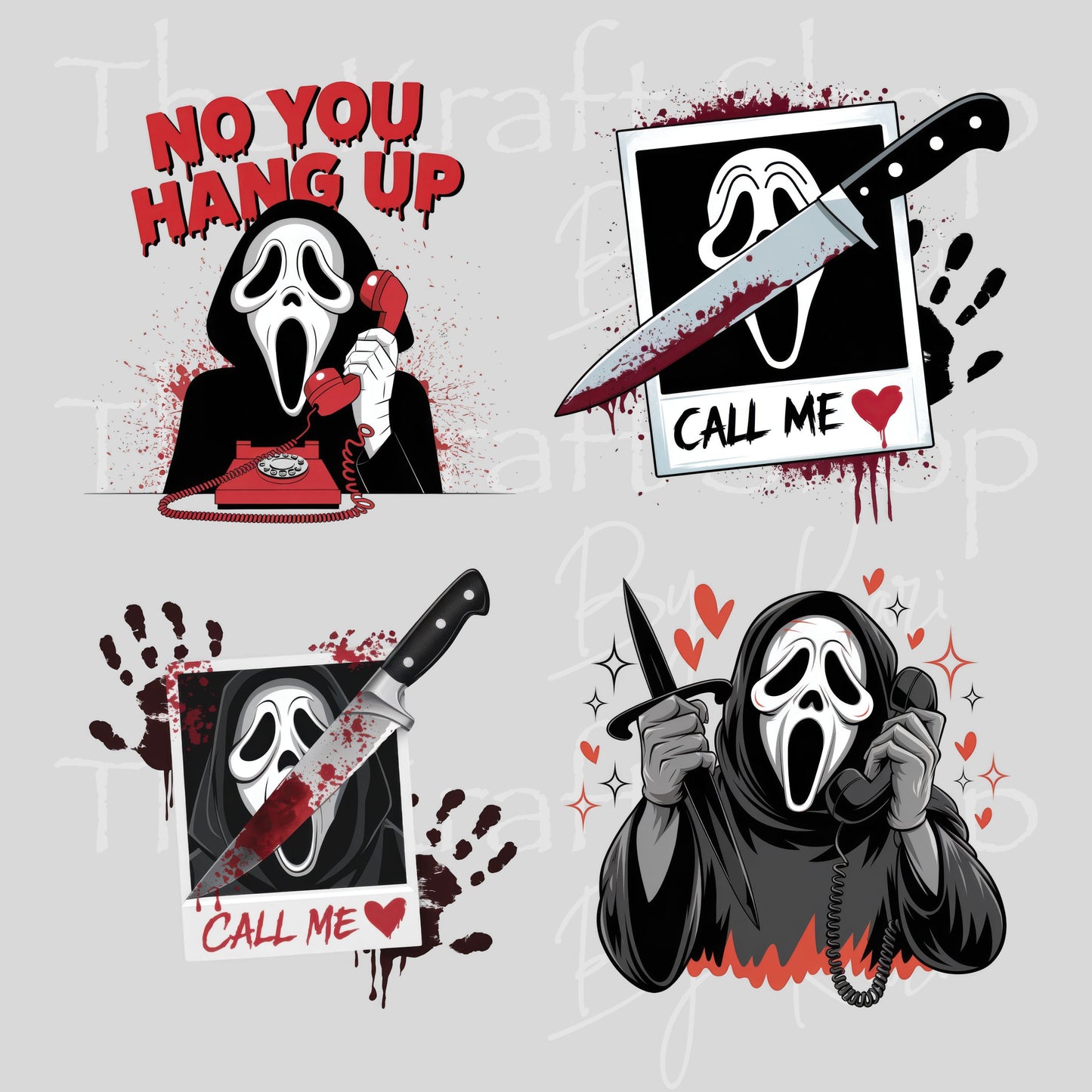 UV DTF No you hang up Halloween ghost face decals 4pk, permanent sticker.#7747