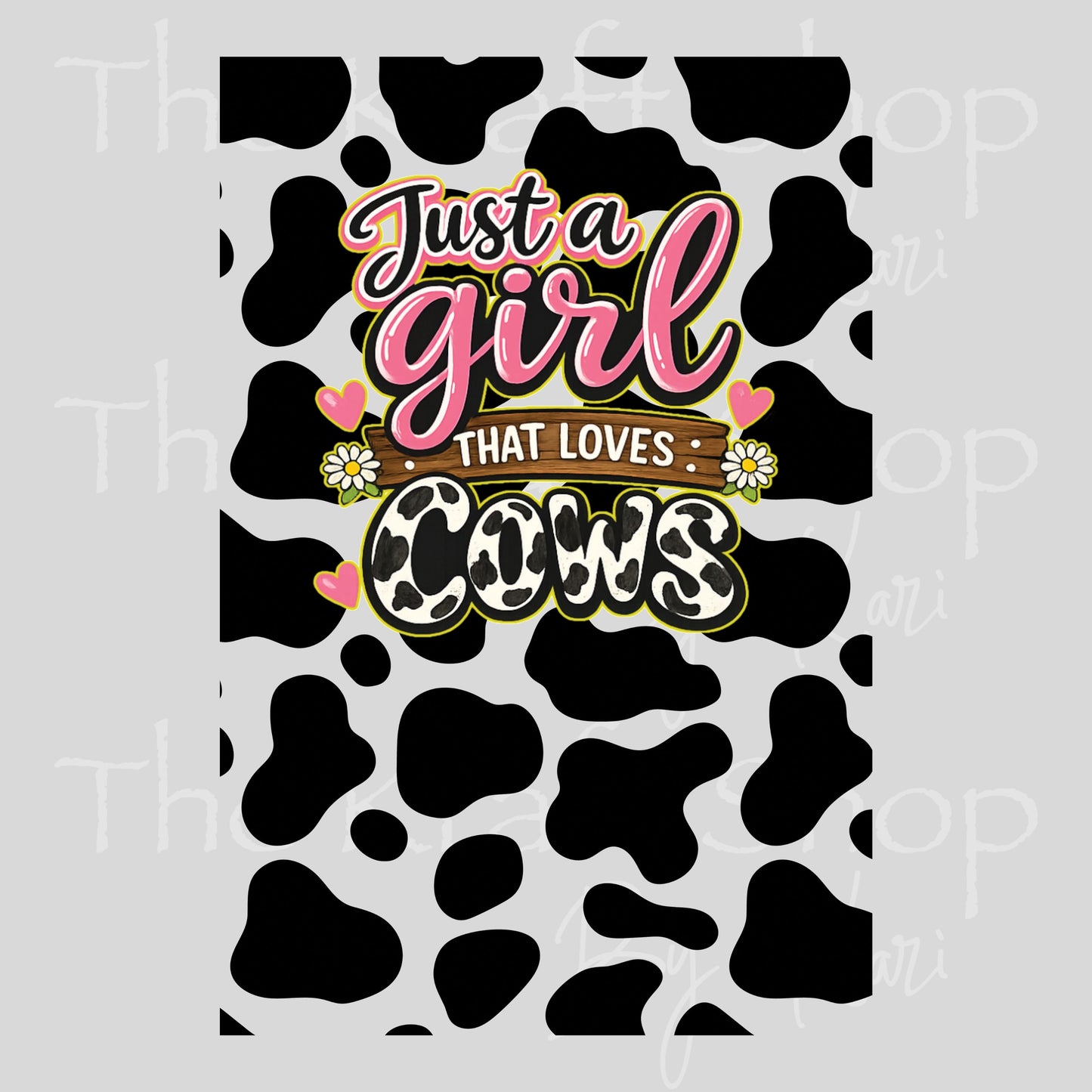 UV DTF Sticker print Just A Girl That Loves Cows Notebook Element sheet 8.5x5.7 inches, decal #5597