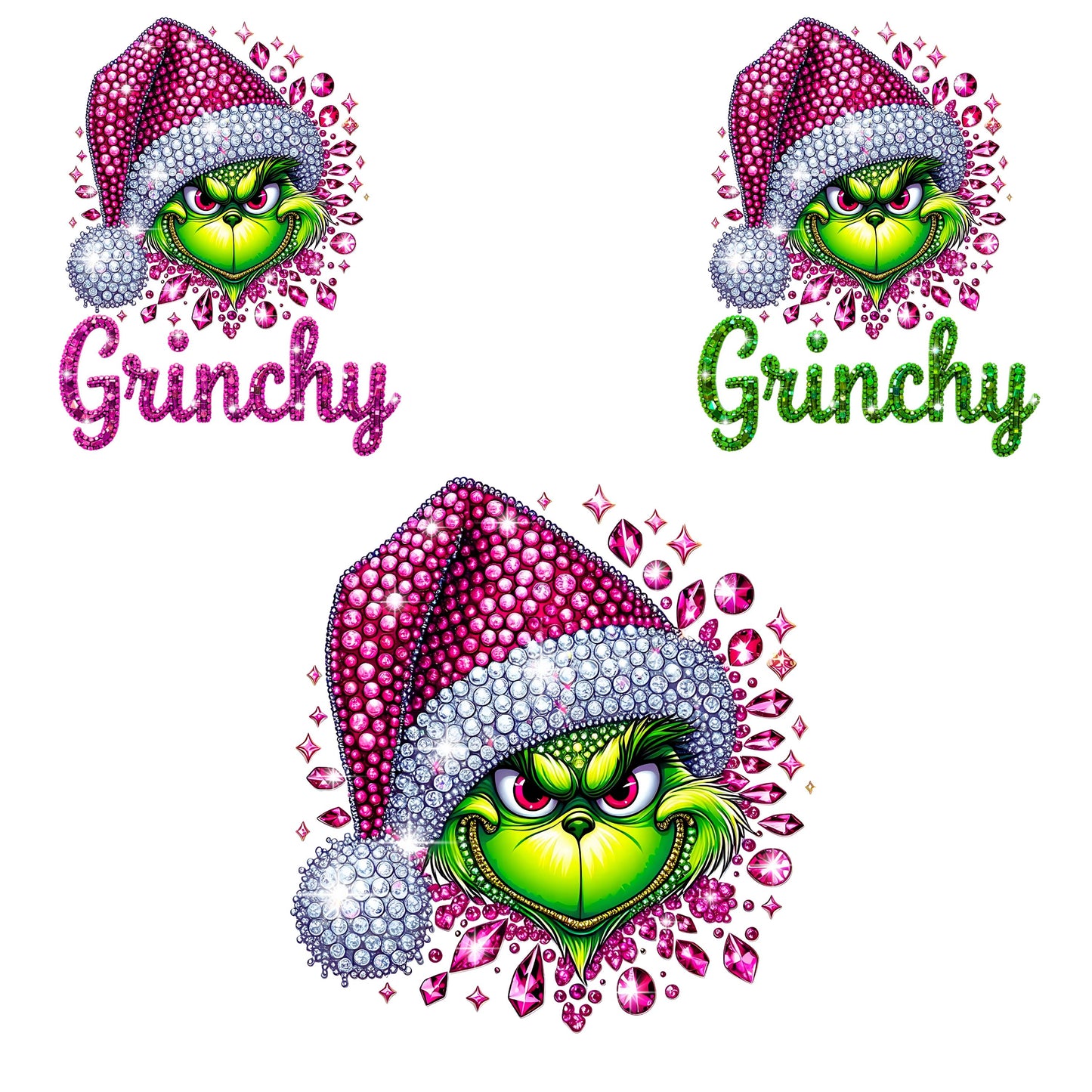 UV DTF Sticker print. Pink Rhinestone Grin with or without words decal, tumbler decal, permanent sticker. #7325