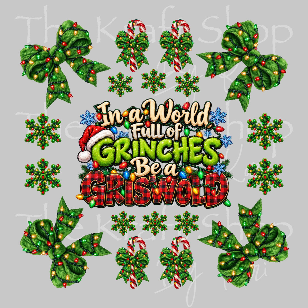 UV DTF In A World Full Of Grinches be a Griswold Elements mixed media bundle of decals sheet 8x8 #6077