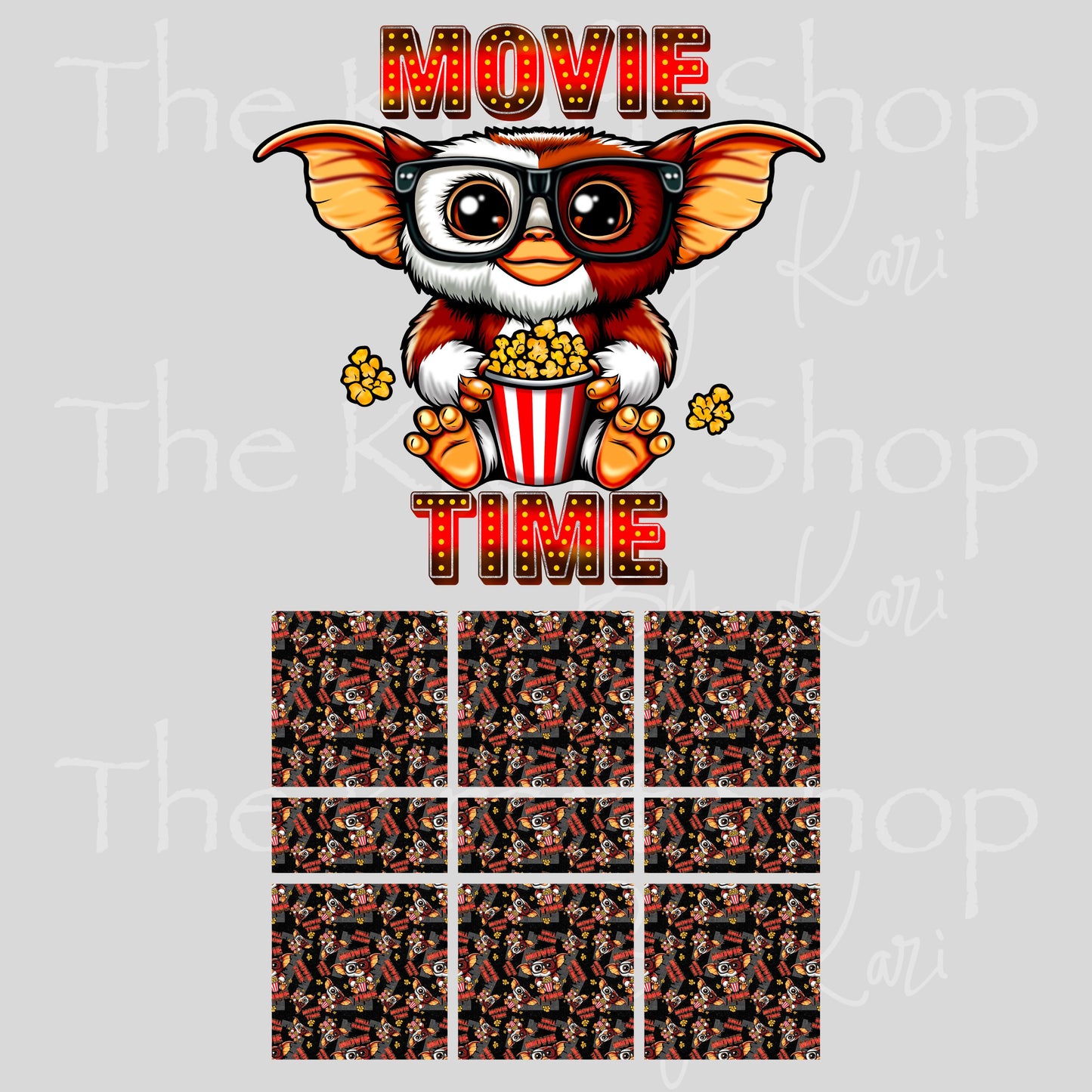 UV DTF Movie Time with popcorn decal. Permanent sticker #7705