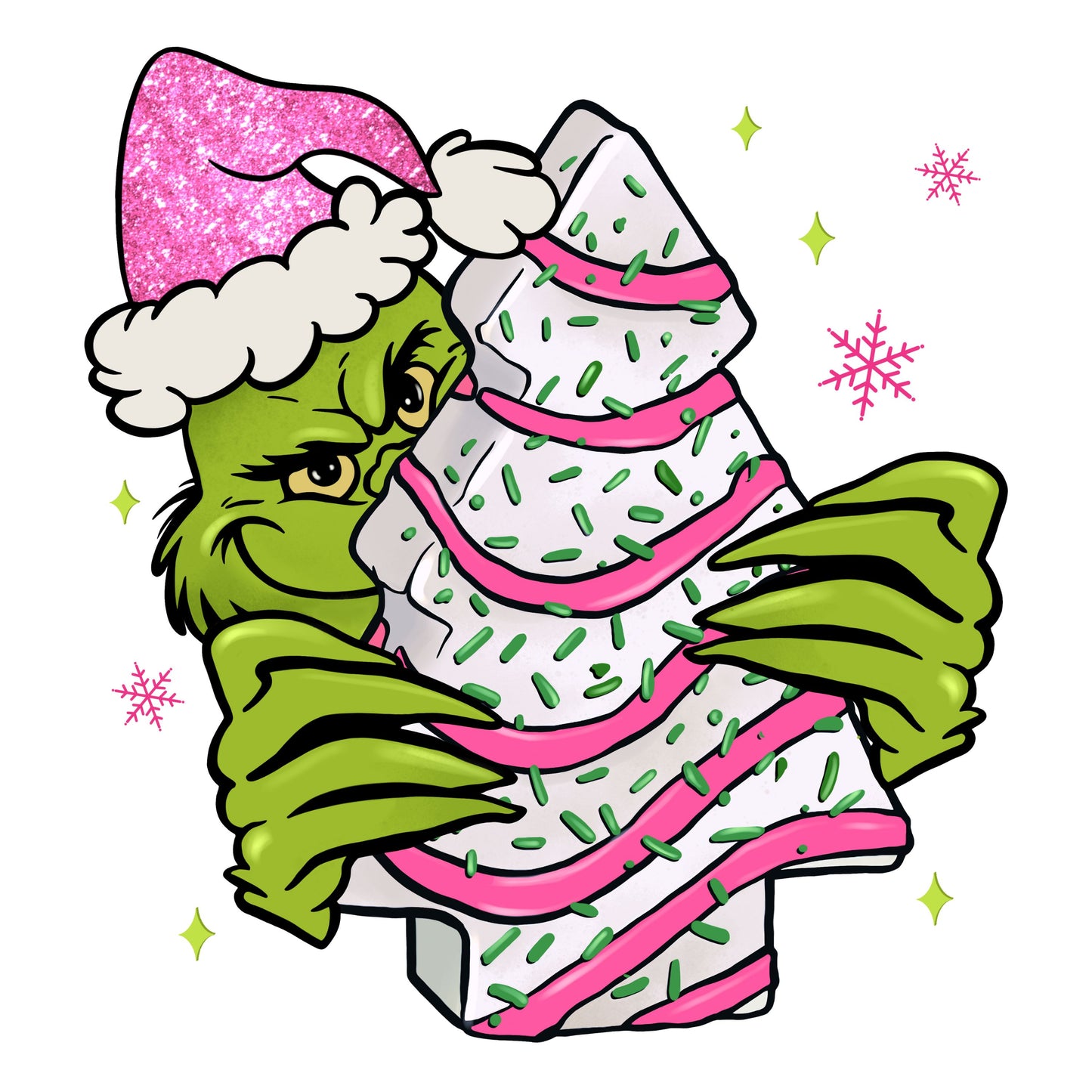 UV DTF Sticker print. Christmas Tree Cake with Grin decal, tumbler decal, permanent sticker. #7320