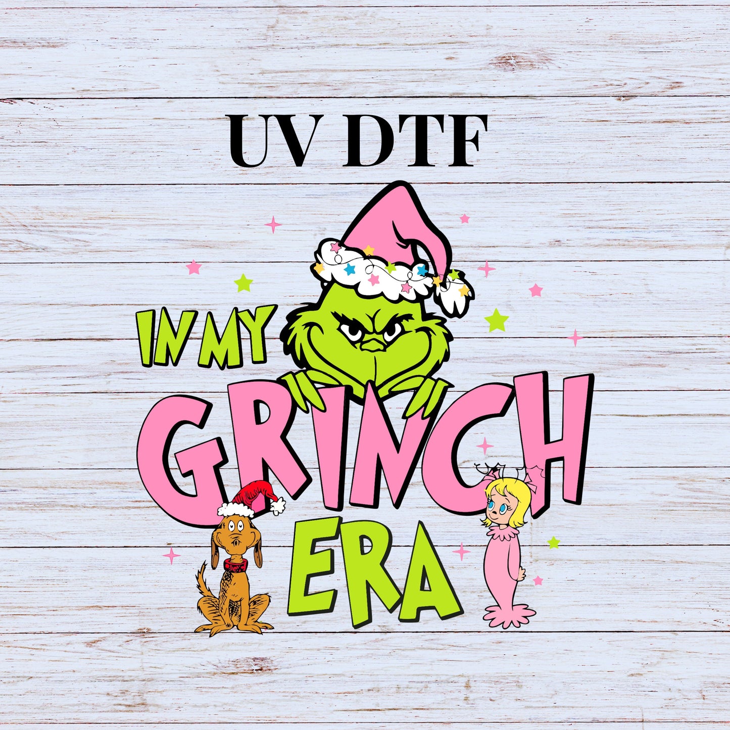 UV DTF Sticker print. In My Grinc Era decal, tumbler decal. UV wrap for glass can tumbler. #7117