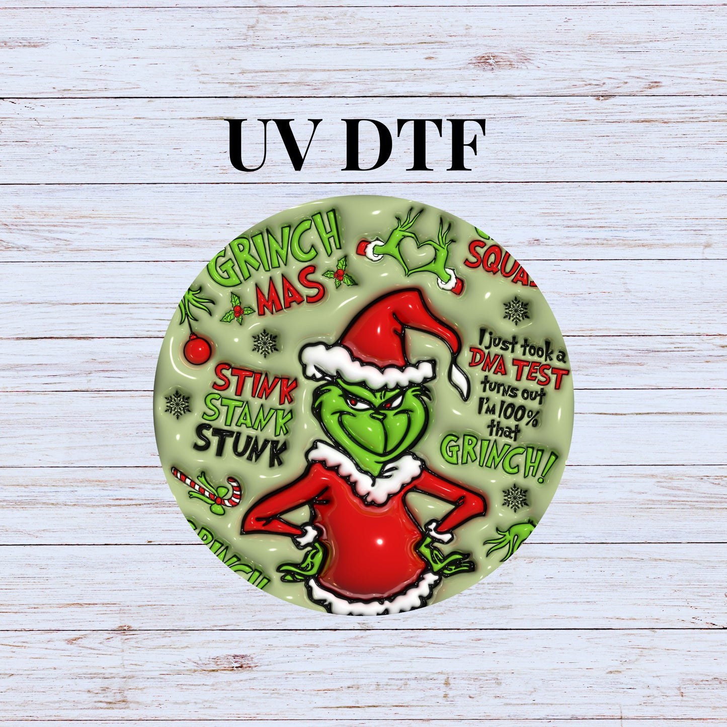 UV DTF Sticker print. Grinc sayings circle decal, tumbler decal. UV wrap for glass can tumbler. #7083