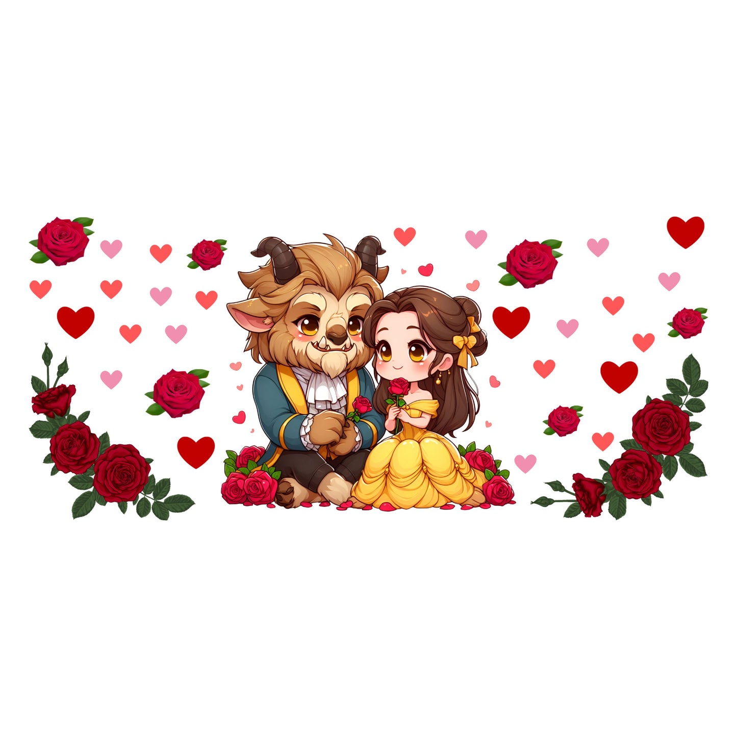 UV DTF Sticker print. Beauty and the B decal, glass can tumbler decal. UV wrap for glass can tumbler. #5189