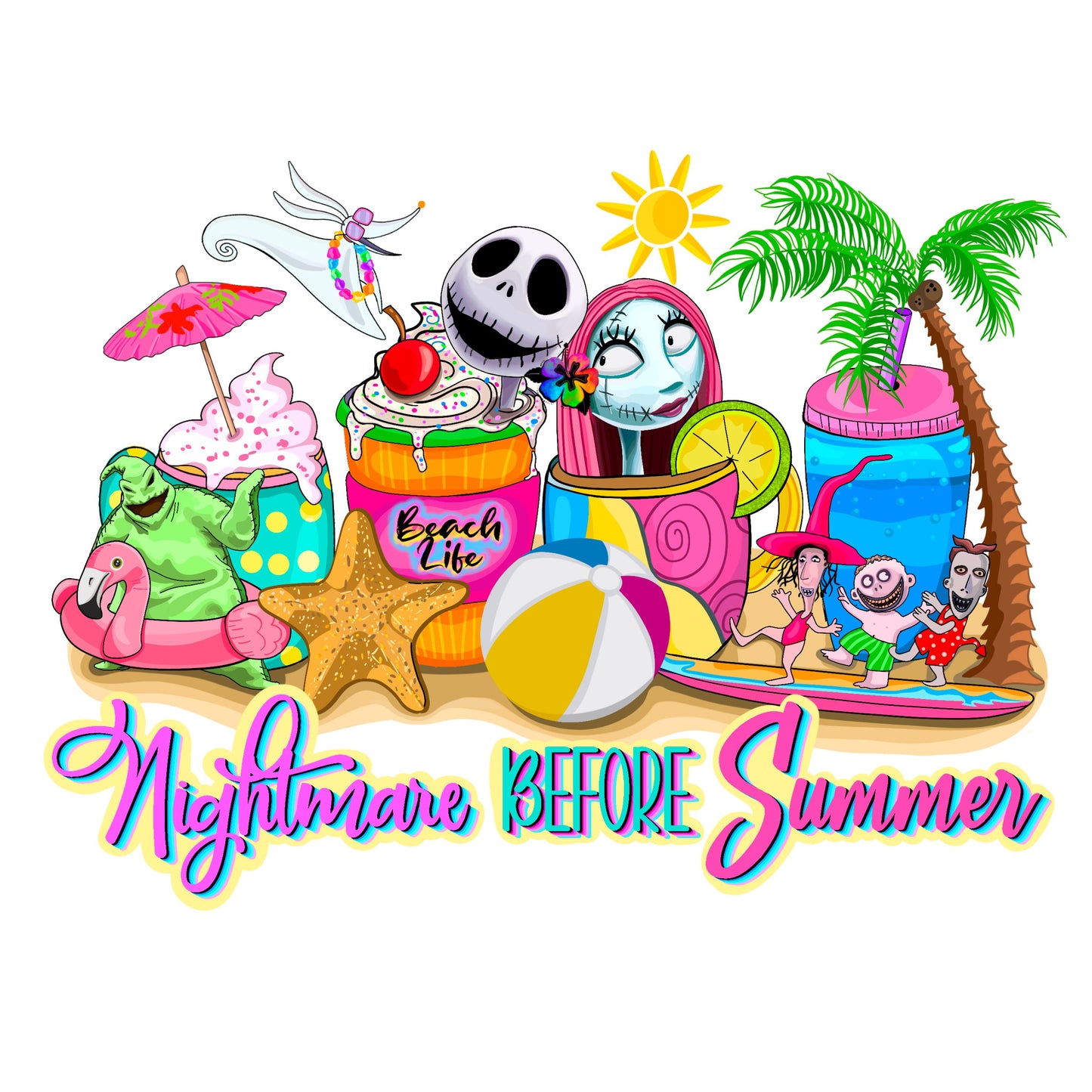 UV DTF Sticker print Halloween Nightmare Before Summer decal, tumbler decal, Uv wrap glass can tumbler. #7043