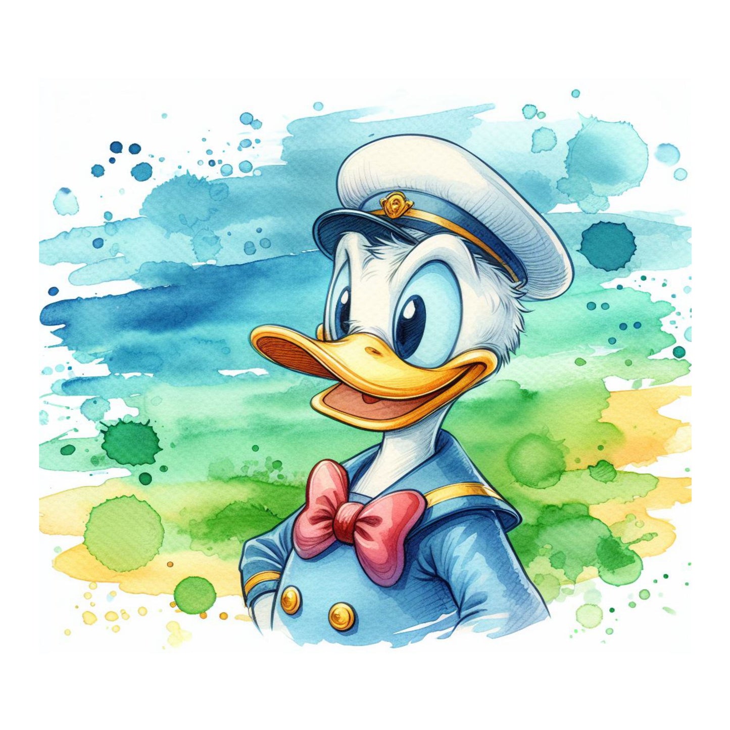 UV DTF Sticker print Donald Watercolor Paint Splash decal, tumbler decal, permanent sticker. #10082