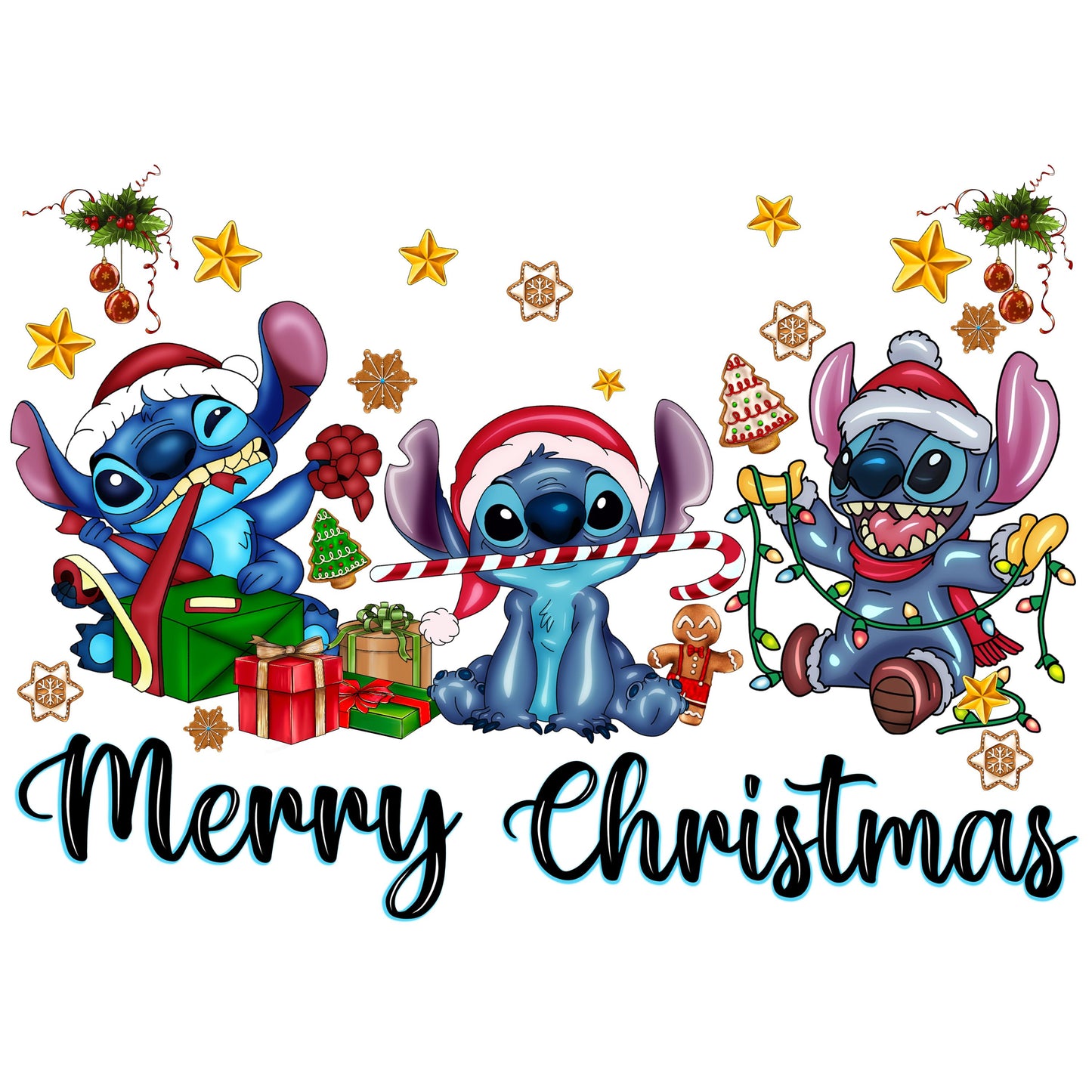 UV DTF Sticker print Merry Christmas Purple Stitc Character decal, tumbler decal, permanent sticker. #7108