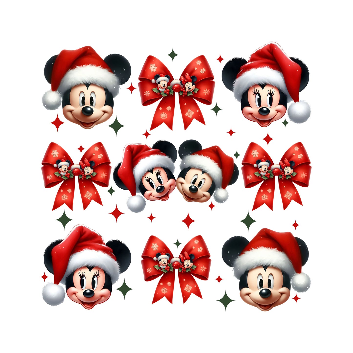 UV DTF Sticker print. Mick Minn Bow Christmas croquette decal, tumbler decal, permanent sticker, tumbler. #7133