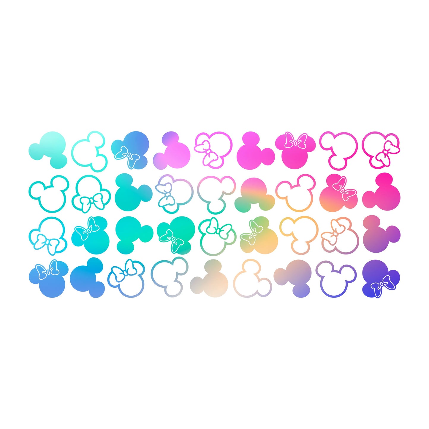 UV DTF Sticker print. Pastel Ombre Min Mouse can or tumbler wrap decal, tumbler decal. UV wrap for glass can tumbler. #5203