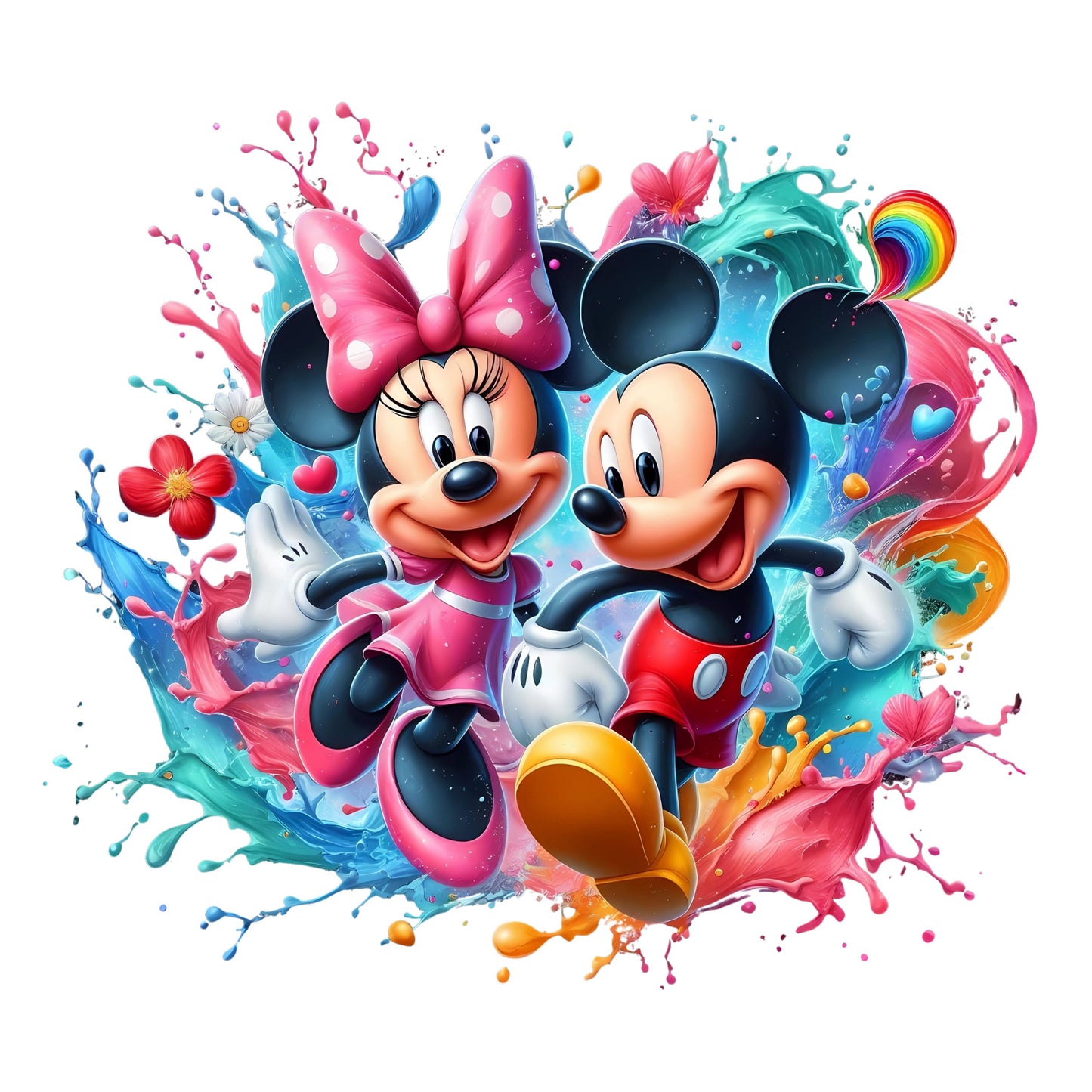 UV DTF Sticker print Mouse couple Paint Splash decal, tumbler decal, permanent sticker. #10081