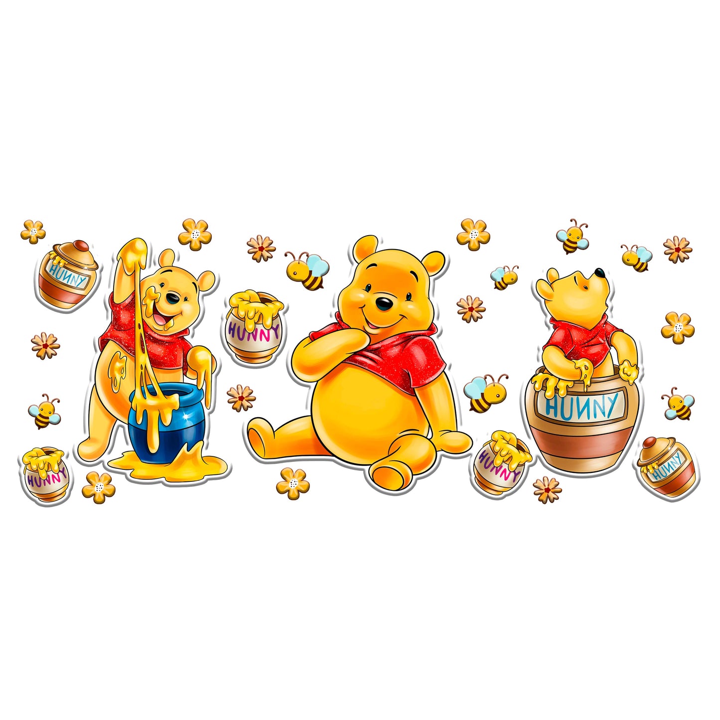 UV DTF Sticker print Pooh Honey decal, tumbler decal,  Uv wrap glass can tumbler. #5069