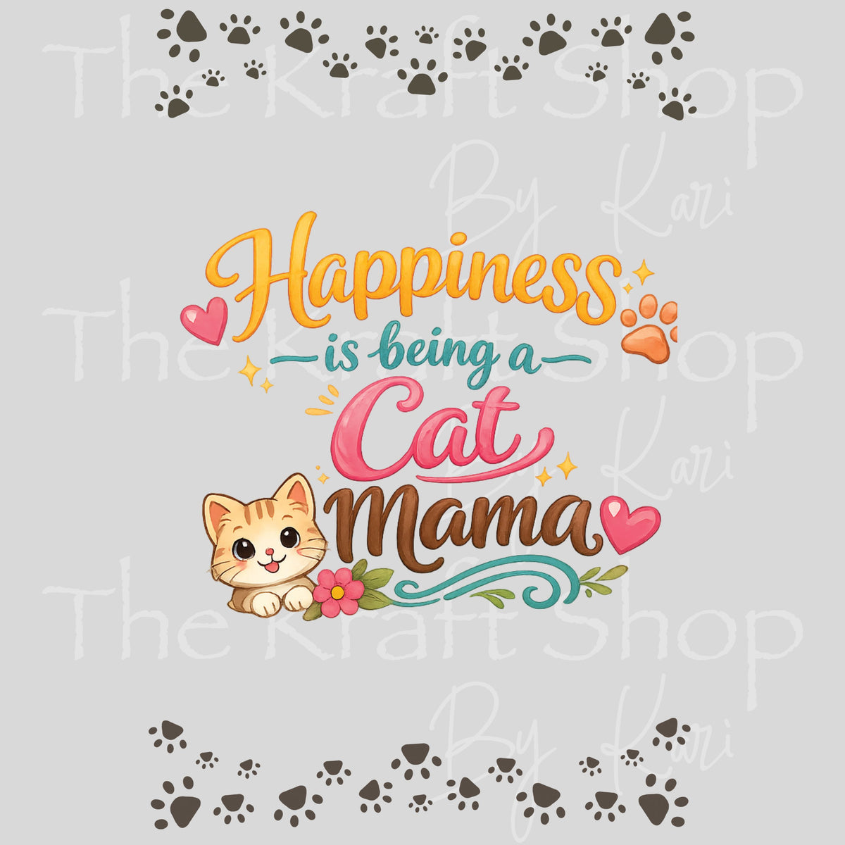 UV DTF Sticker print Happiness Is Being A Cat Mama Notebook Element sheet 8.5x5.7 inches, decal #5591
