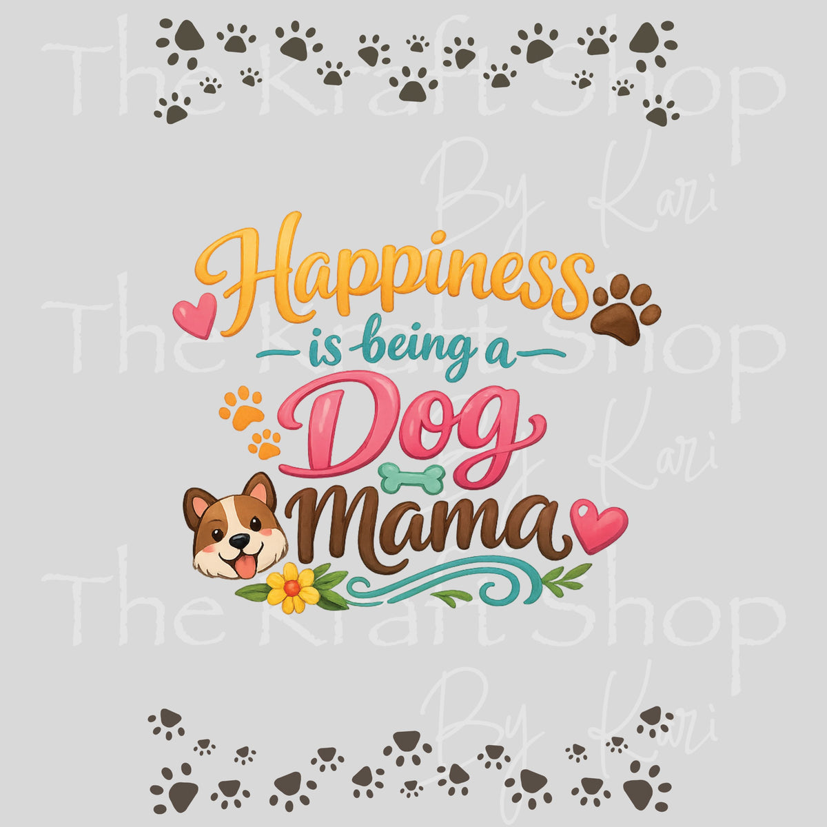 UV DTF Sticker print Happiness Is Being A Dog Mama Notebook Element sheet 8.5x5.7 inches, decal #5590