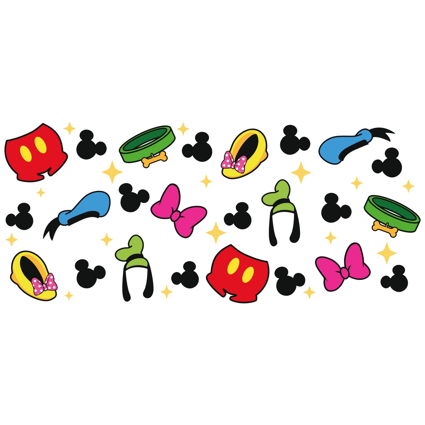 UV DTF Sticker print Mick and friends elements decal, tumbler decal, Uv wrap glass can tumbler. #5057