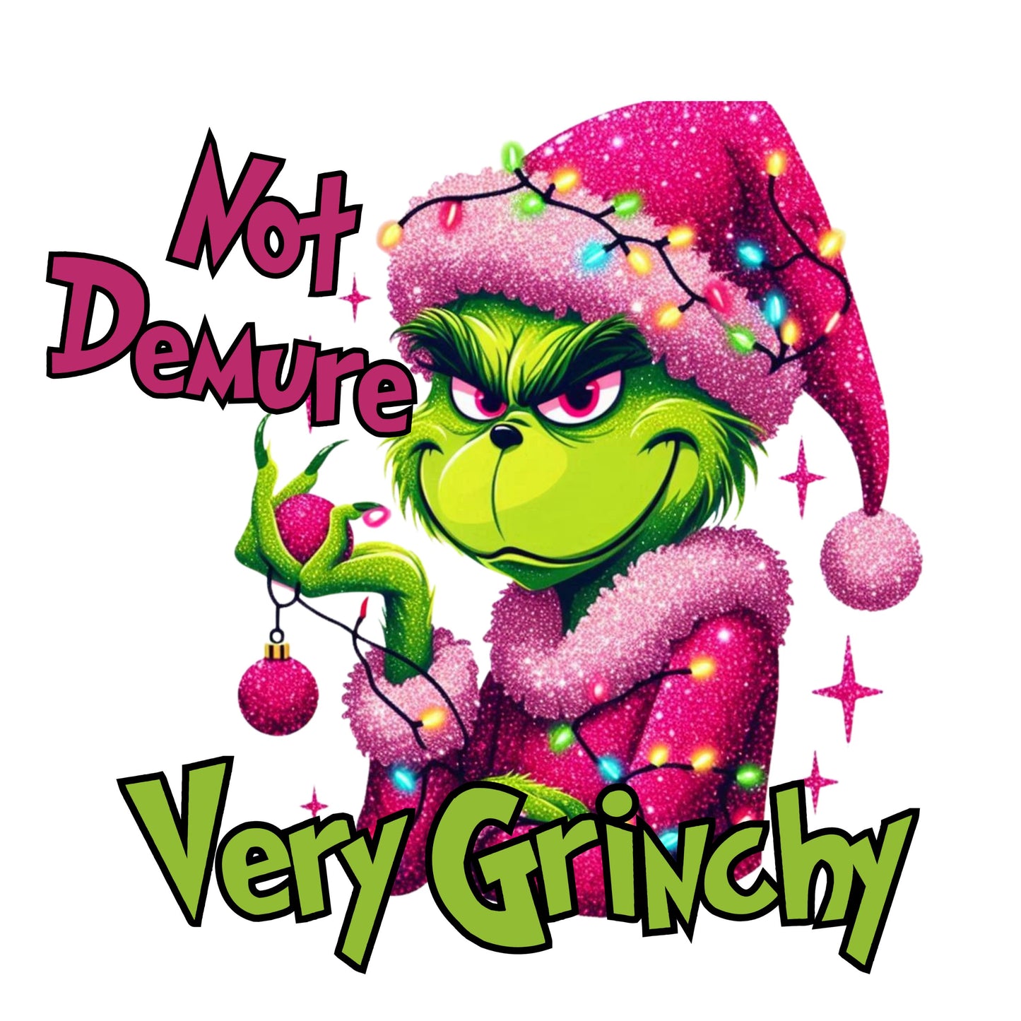 UV DTF Sticker print Not Demure very Grin Merry Christmas decal, tumbler decal, permanent sticker. Uv wrap for glass can tumbler. #7156