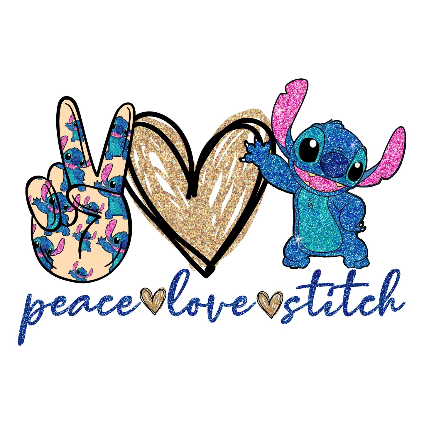 UV DTF Sticker print Peace Love Stich wrap decal, tumbler decal,  Uv wrap glass can tumbler. #5066