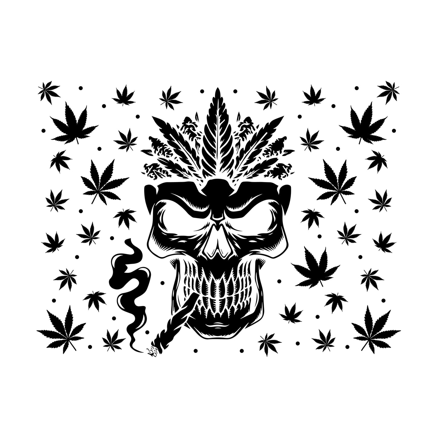 UV DTF Sticker print. Skull and maple leaf  tumbler wrap decal, tumbler decal. UV wrap for glass can tumbler. #5211