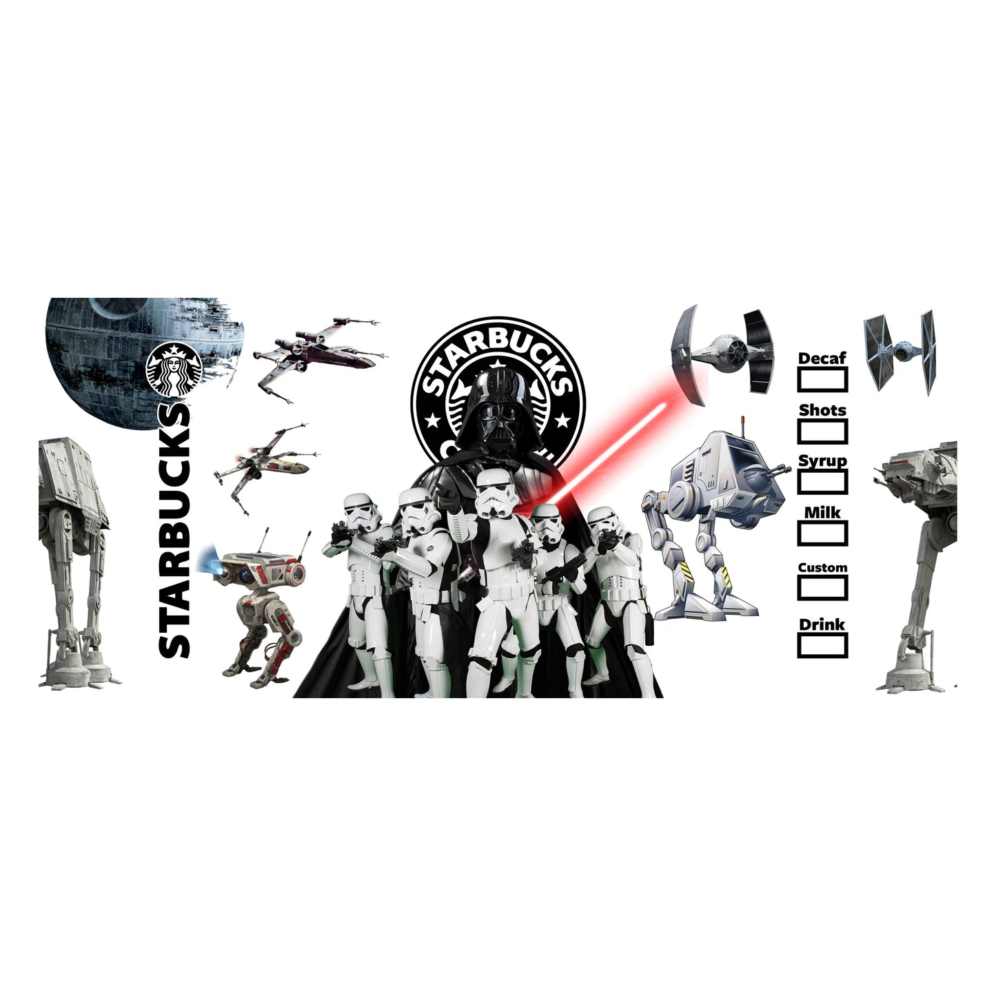 UV DTF Sticker print Star war wrap decal, tumbler decal, permanent sticker. Uv wrap for glass can tumbler. #5174