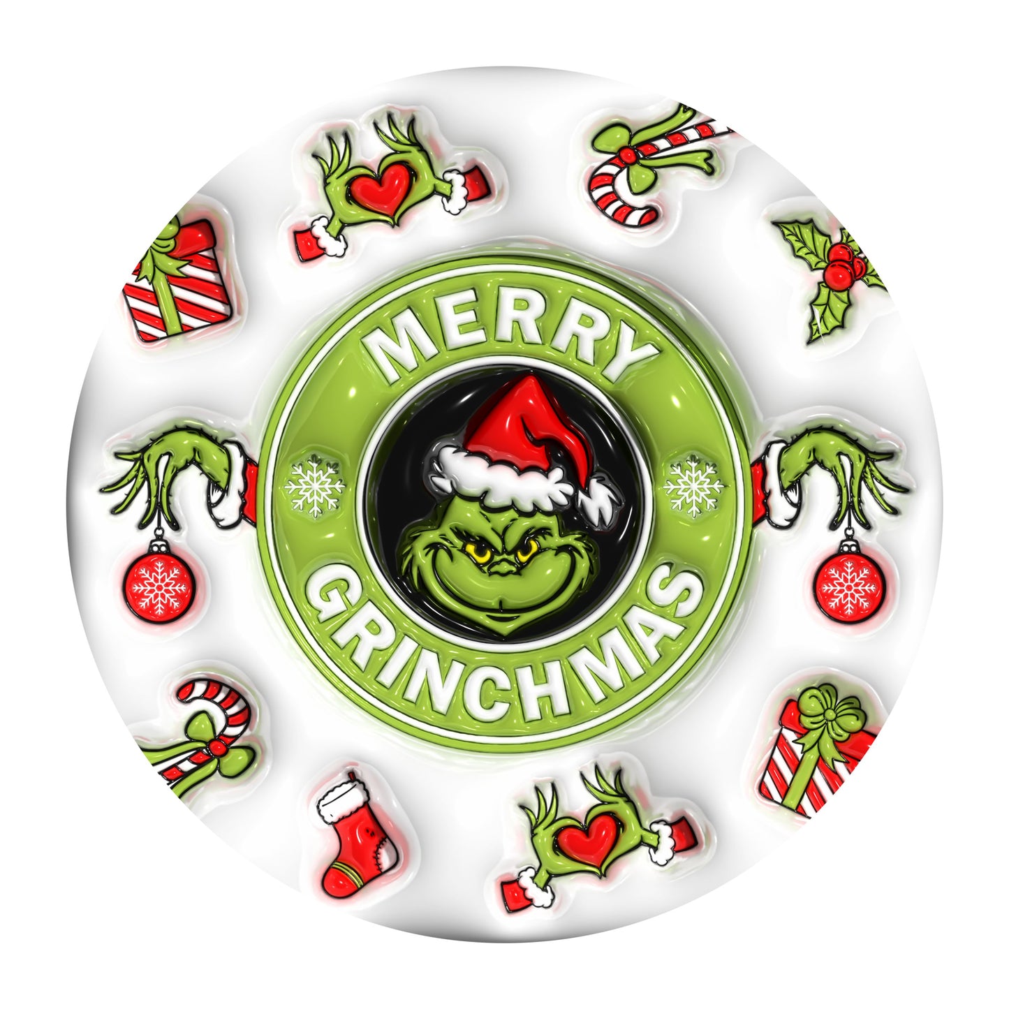 UV DTF Sticker print. Grinc Star buck circle decal, tumbler decal. UV wrap for glass can tumbler. #7082