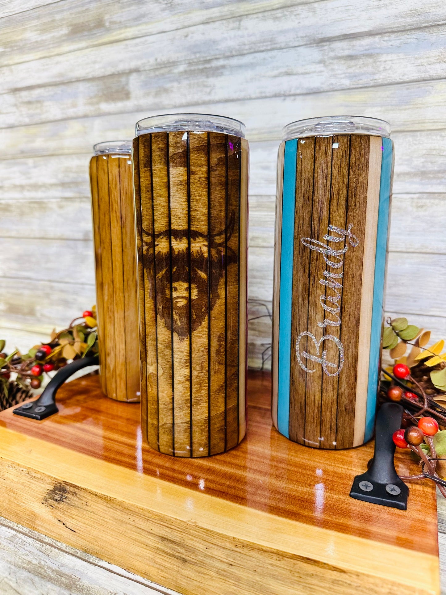 Wood kit for 20 oz or 30 oz tumblers. Craft kit for wood projects. Laser engraved and cut out.