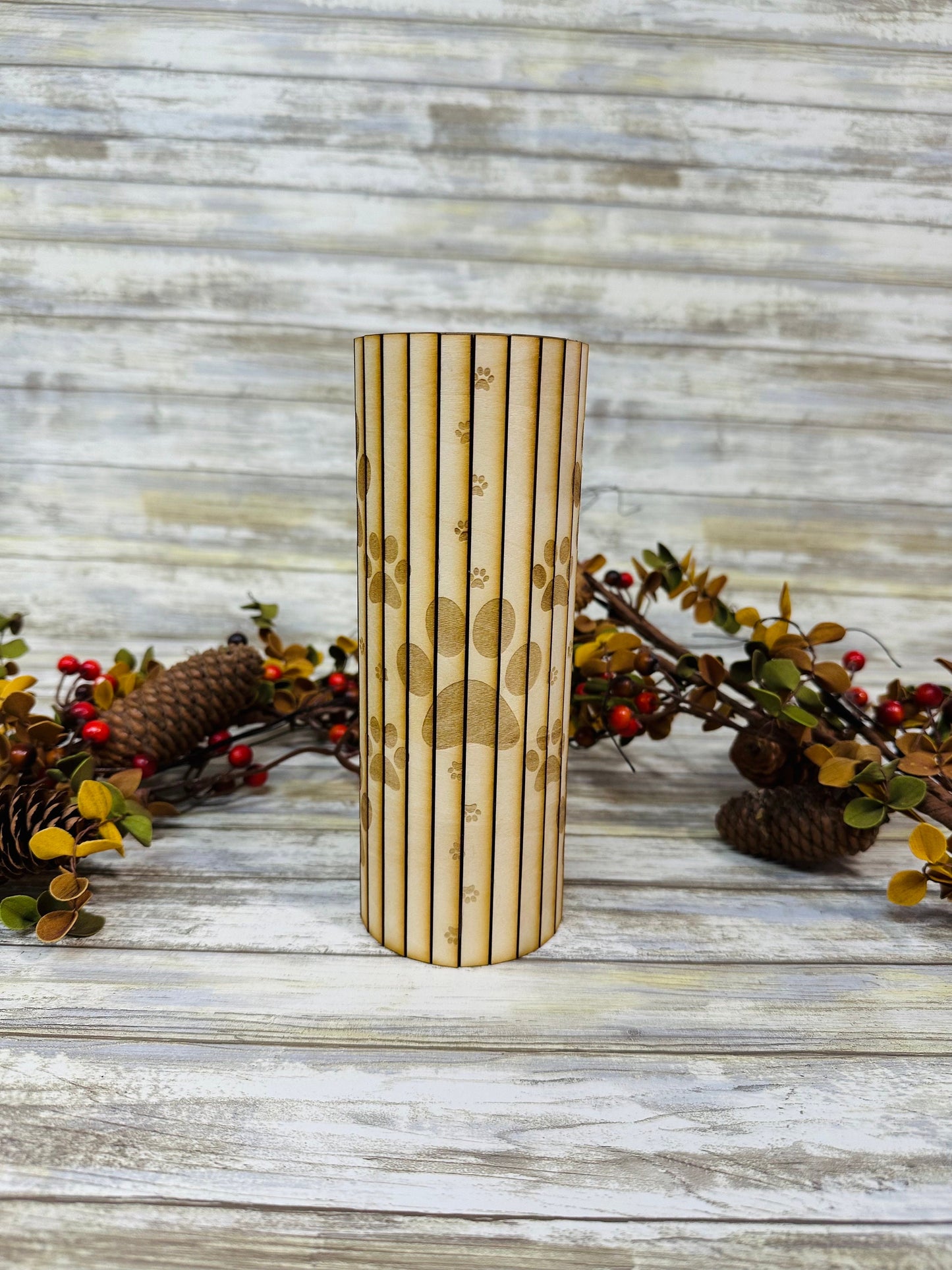 Wood kit for 20 oz or 30 oz tumblers. Craft kit for wood projects. Laser engraved and cut out.