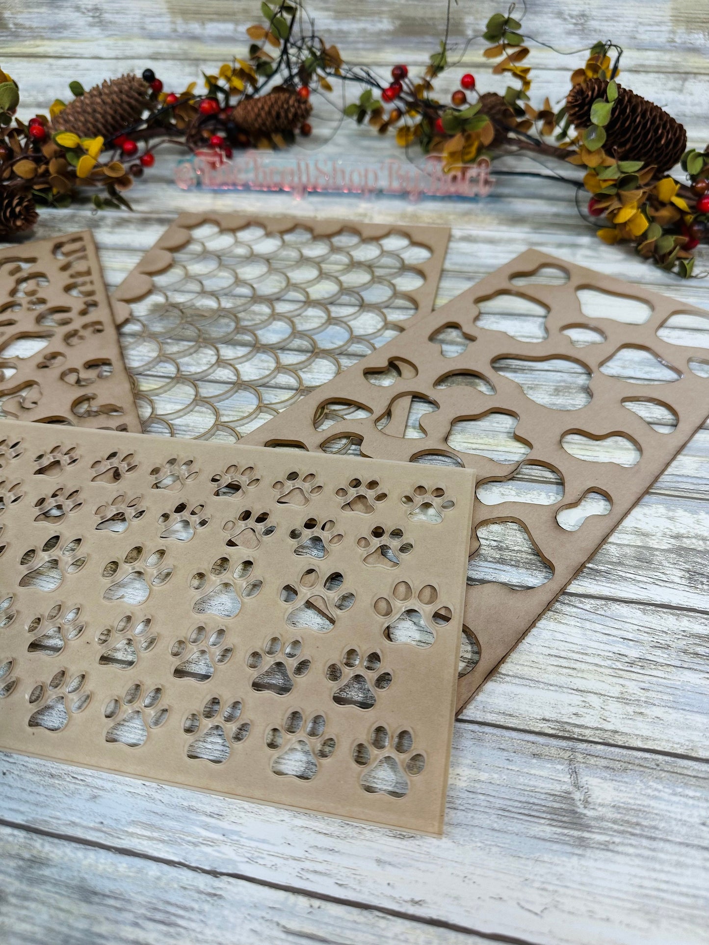 X-large & XX-lg acrylic stencil. Bleaching stencil. Cow print stencil. Dog paws print stencil. Cheetah print stencil. Mermaid scale stencil.