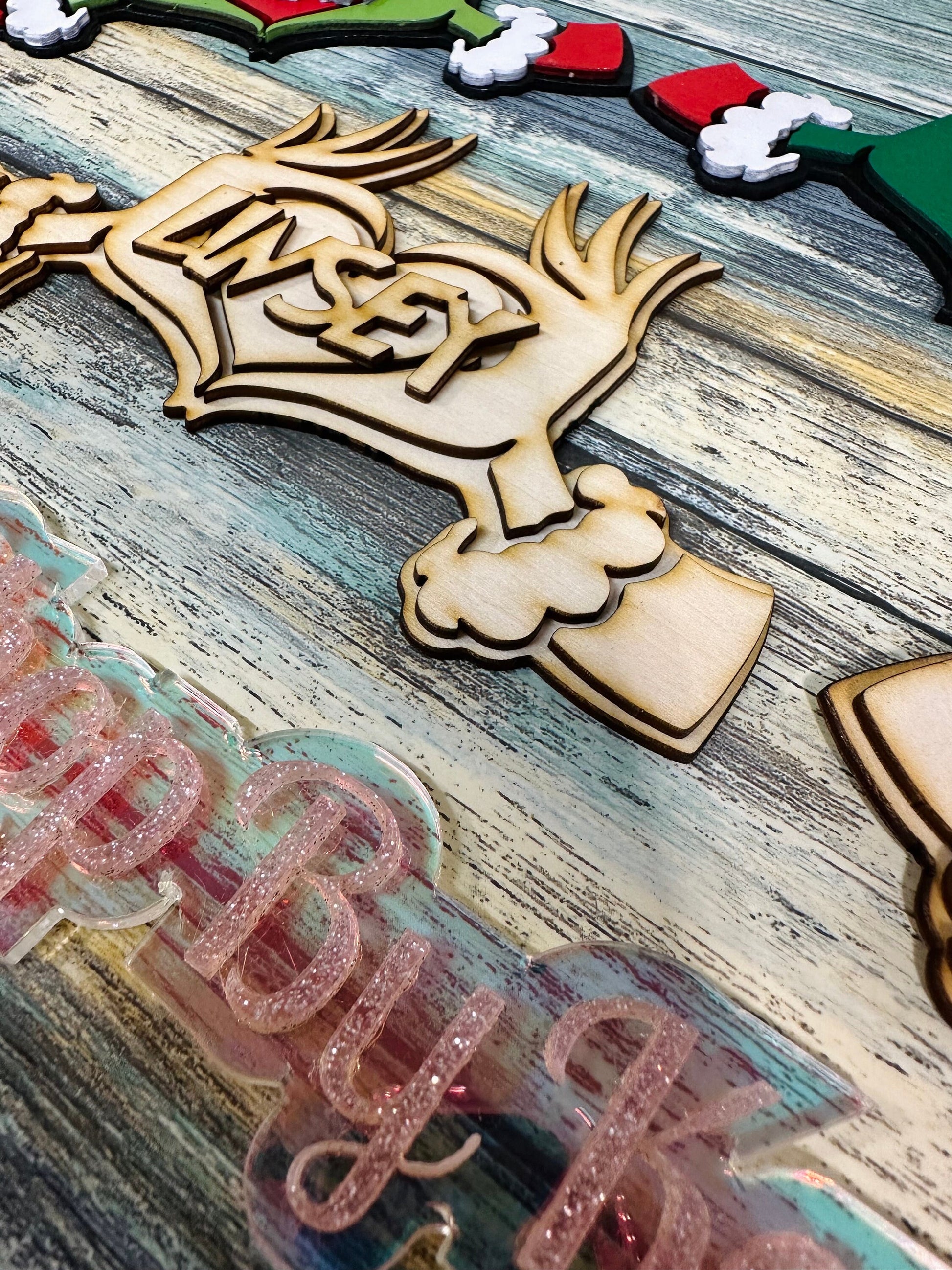 KITS ONLY. Green hand ornament crafter kit. Green hands with heart. Personalized ornaments. Heart hands.