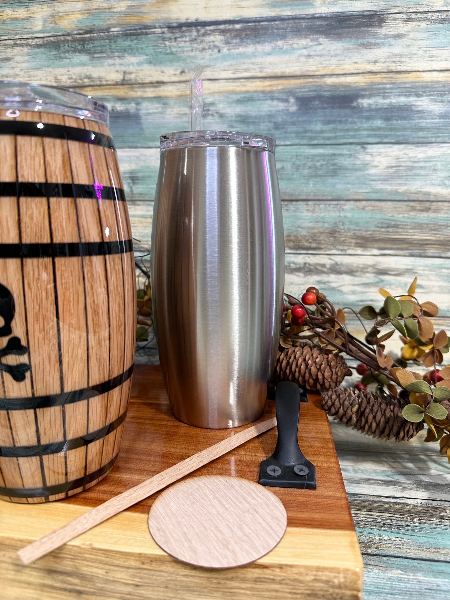 Wood kit AND a 25 oz barrel tumbler kit OR just the kit. Craft kit for wood projects. Laser cut out. DIY project. Craft tool. Craft supply.