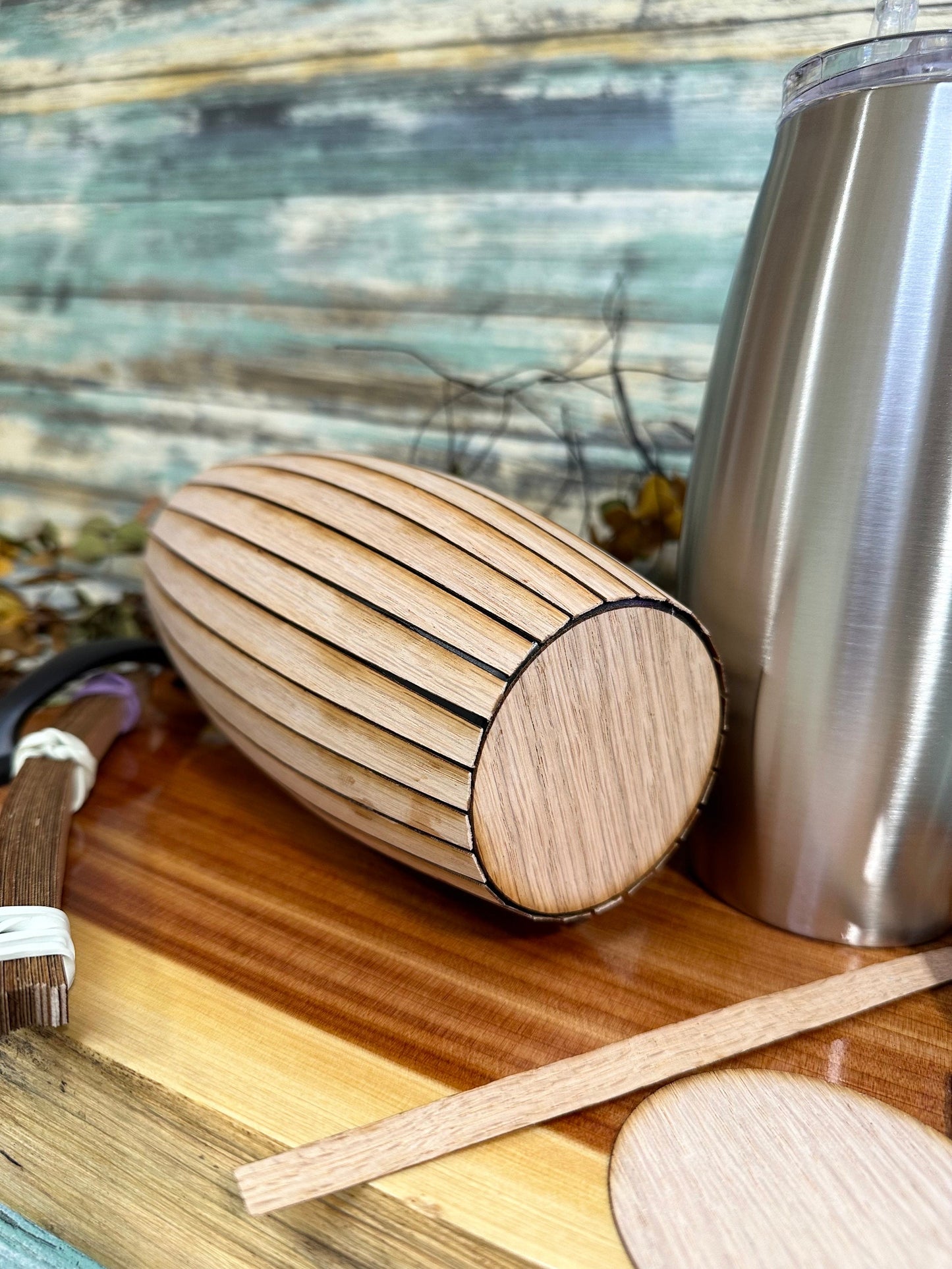 Wood kit AND a 25 oz barrel tumbler kit OR just the kit. Craft kit for wood projects. Laser cut out. DIY project. Craft tool. Craft supply.