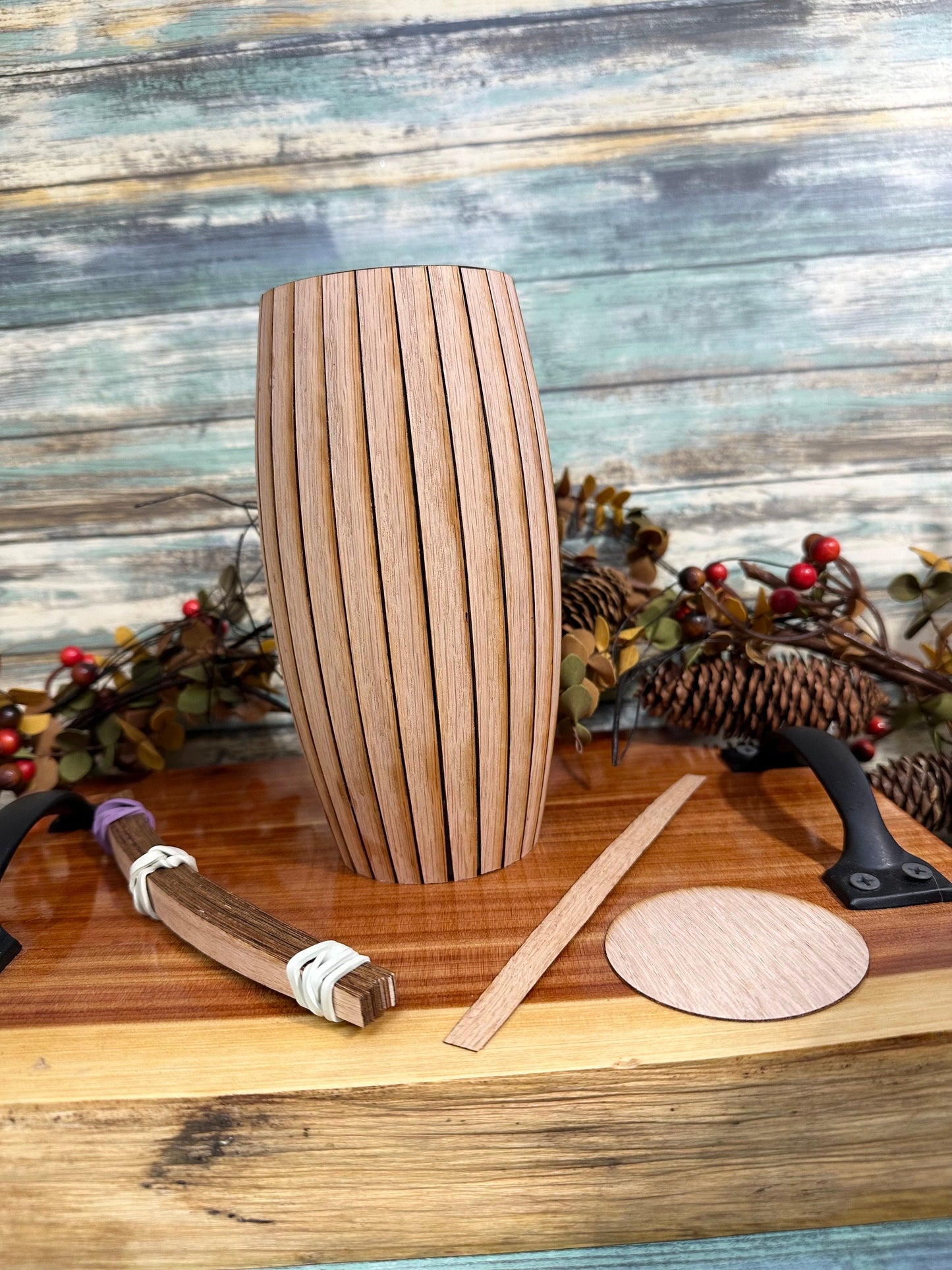 Wood kit AND a 25 oz barrel tumbler kit OR just the kit. Craft kit for wood projects. Laser cut out. DIY project. Craft tool. Craft supply.
