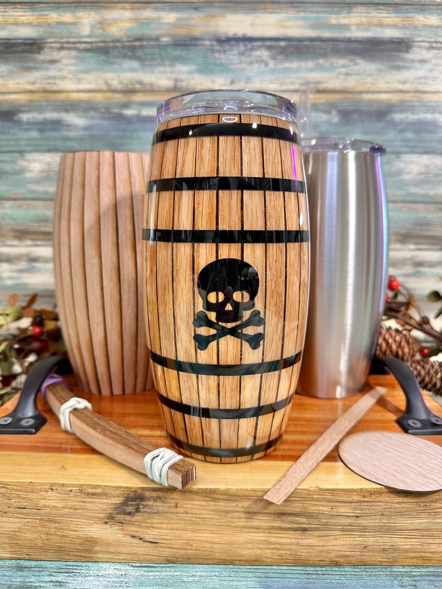 Wood kit AND a 25 oz barrel tumbler kit OR just the kit. Craft kit for wood projects. Laser cut out. DIY project. Craft tool. Craft supply.