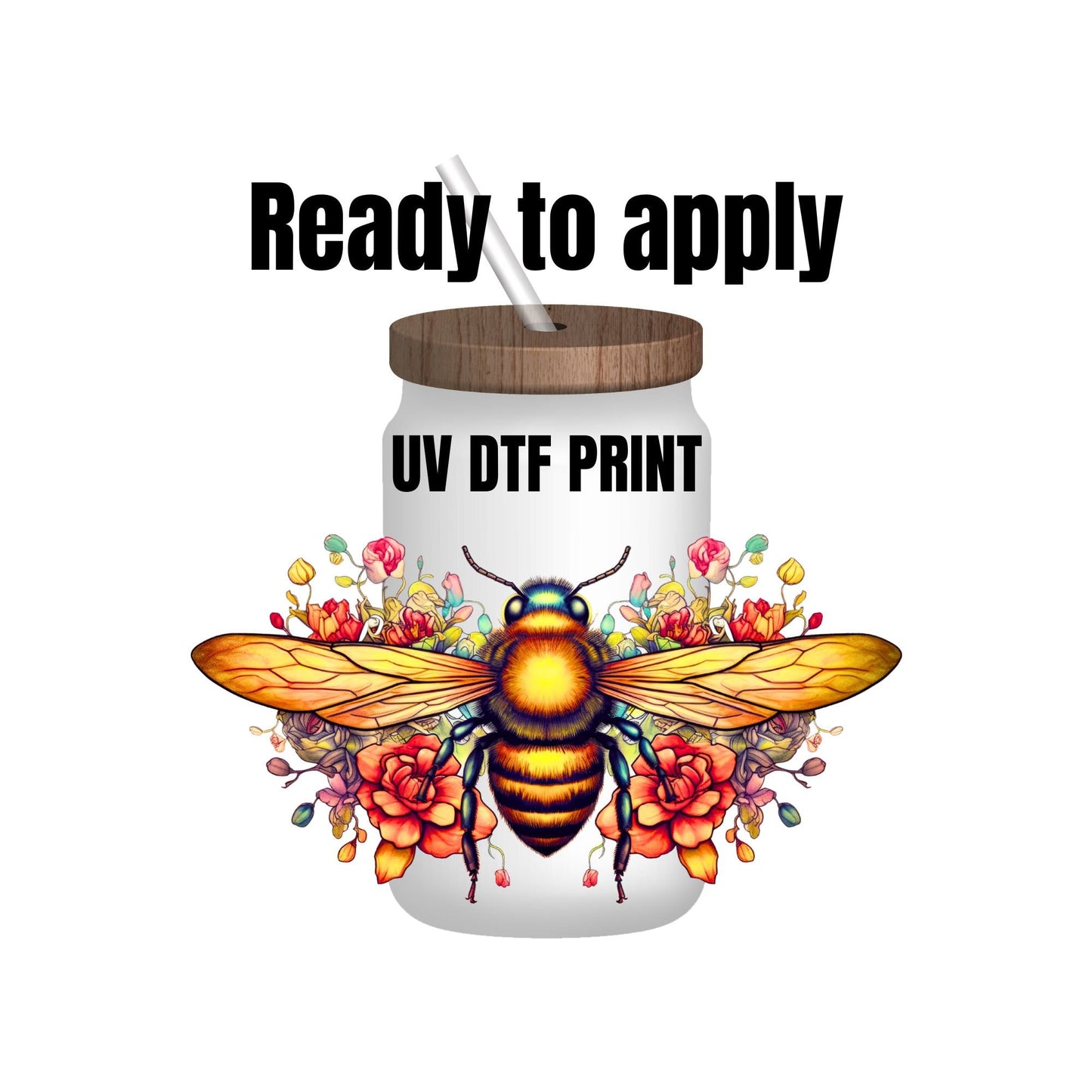 UV DTF Sticker print. Bee wrap decal, tumbler decal, permanent sticker. UV wrap for glass can tumbler. #5001