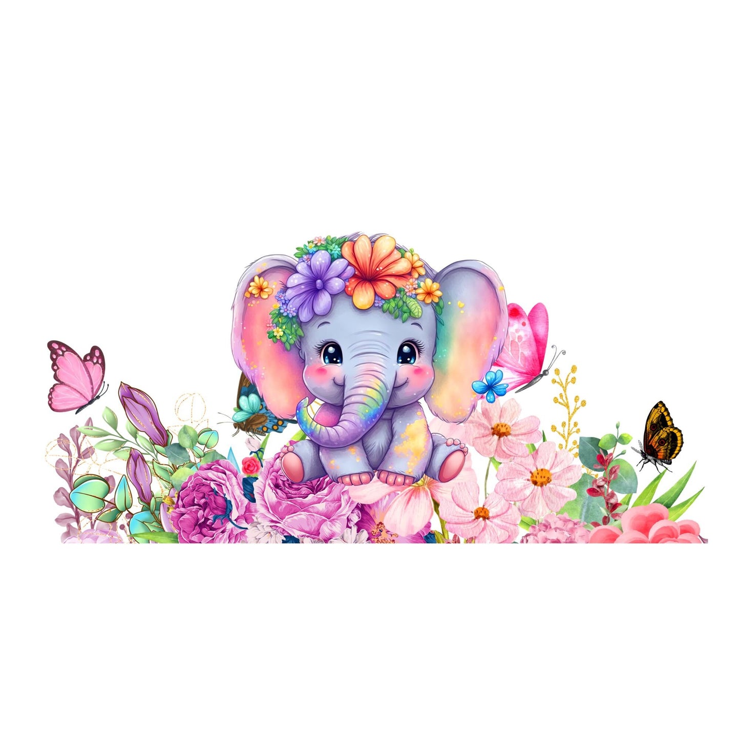 UV DTF Sticker print. Baby elephant wrap decal, tumbler decal, permanent sticker. UV wrap for glass can tumbler. #5026