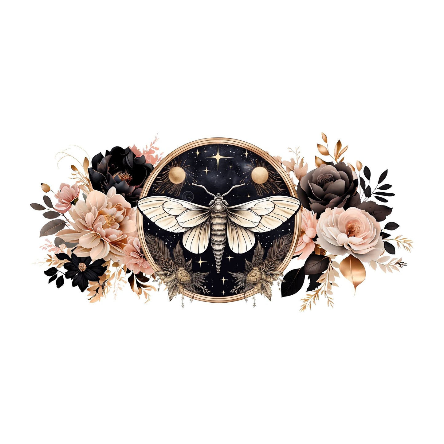 UV DTF Sticker print. Moth wrap decal, tumbler decal, permanent sticker. UV wrap for glass can tumbler. #5033