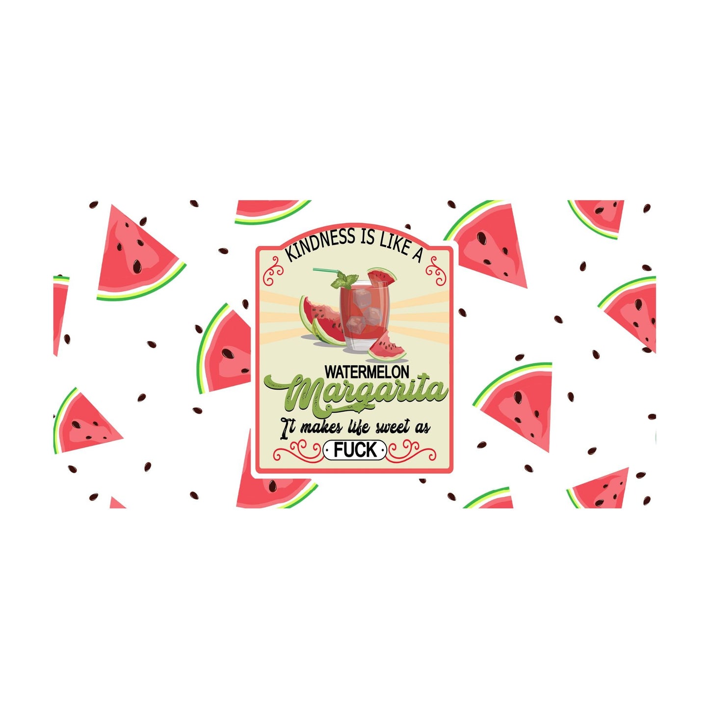 UV DTF Sticker print. Watermelon wrap decal, tumbler decal, permanent sticker. UV wrap for glass can tumbler. #5016