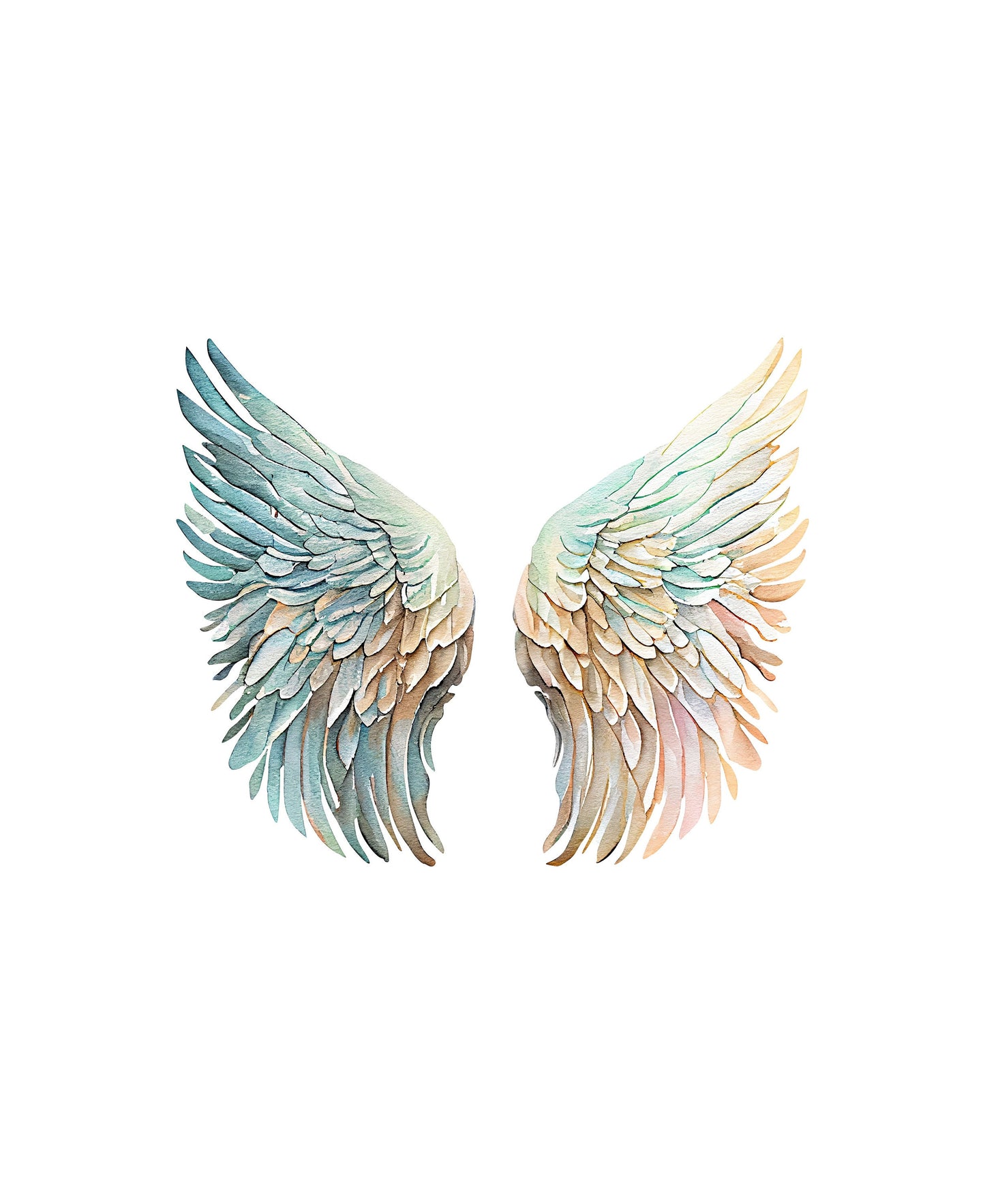 UV DTF Sticker print. Watercolor Angel wings decal, tumbler decal, permanent sticker. UV wrap for glass can tumbler. #10002