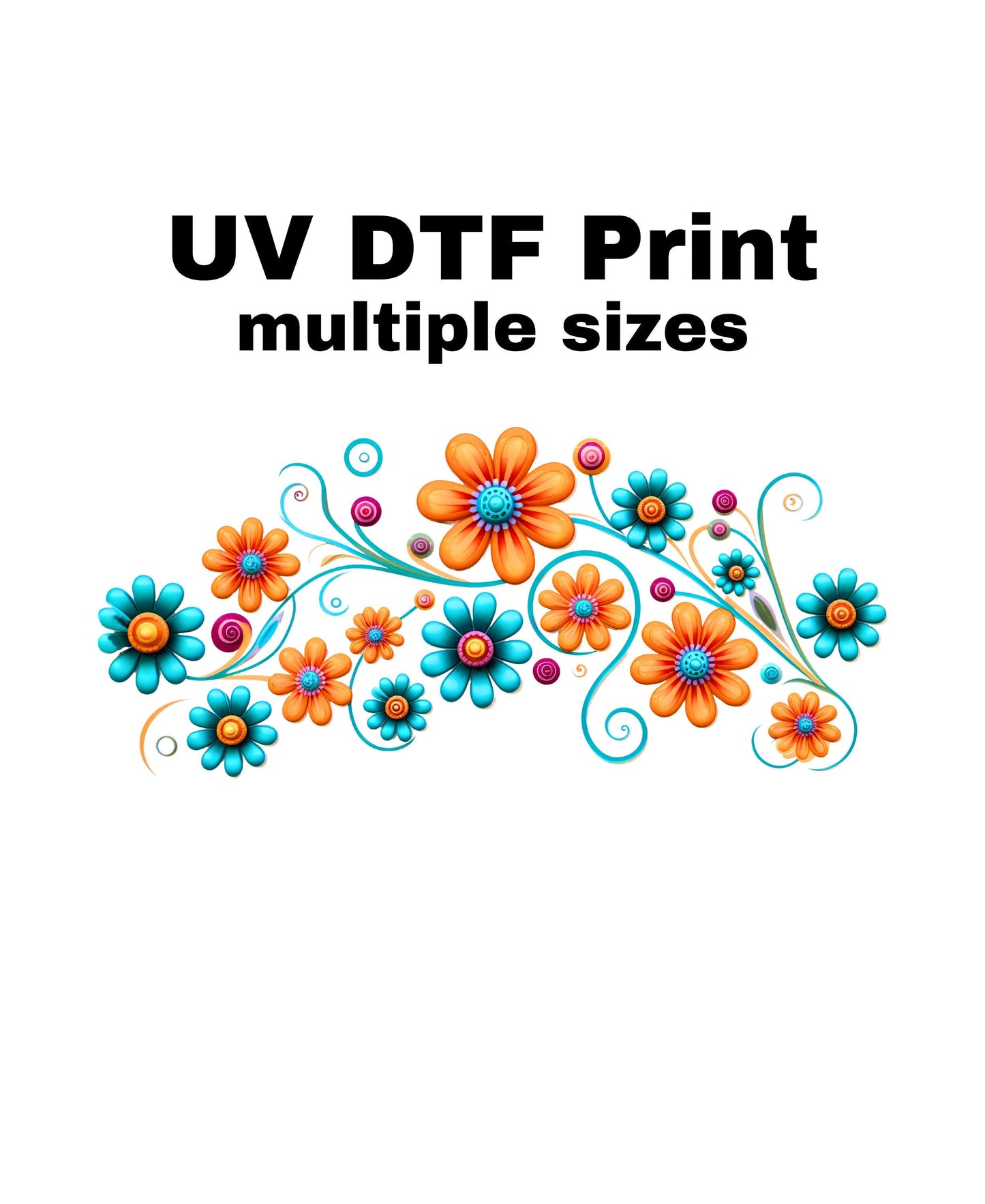 UV DTF Sticker print. Groovy flower wrap decal, tumbler decal, permanent sticker. UV wrap for glass can tumbler. #5008