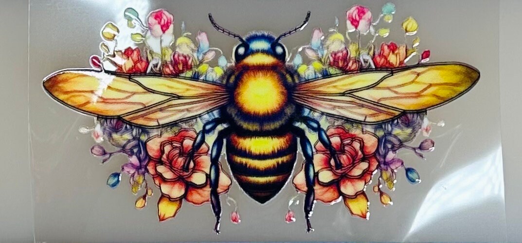 UV DTF Sticker print. Bee wrap decal, tumbler decal, permanent sticker. UV wrap for glass can tumbler. #5001