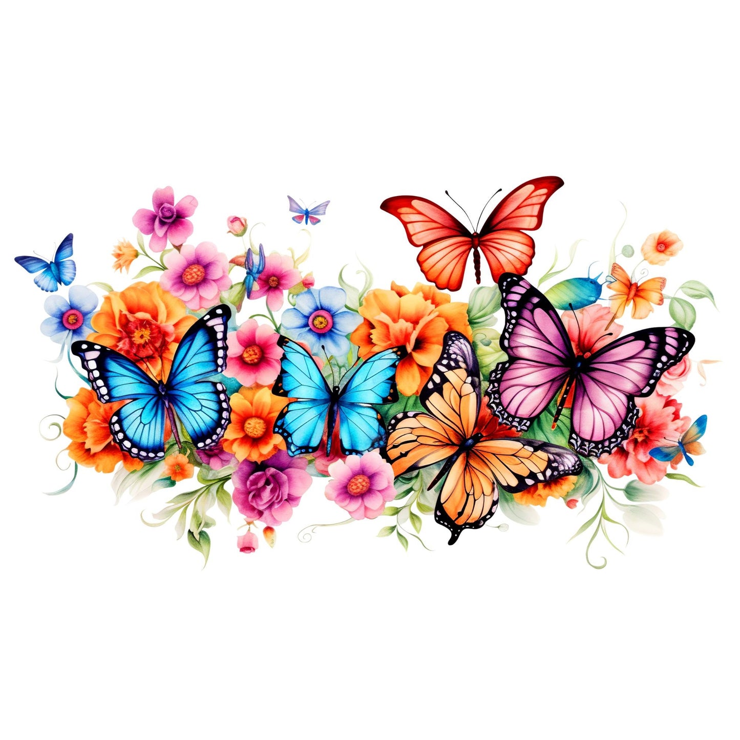 UV DTF Sticker print. Vibrant Butterfly and flower wrap decal, tumbler decal, permanent sticker. UV wrap for glass can tumbler. #5052