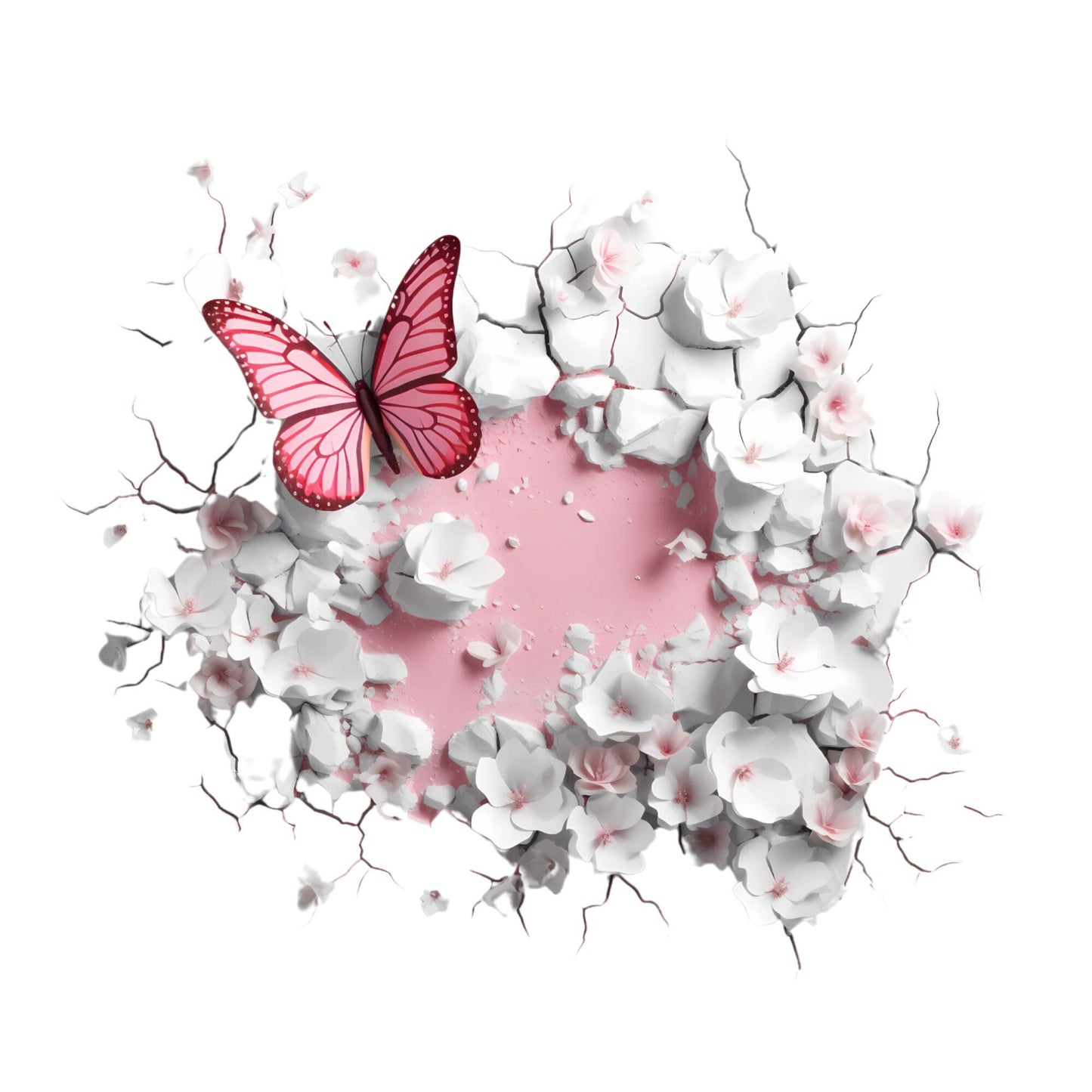 UV DTF Sticker print. 3D cracked butterfly decal, tumbler decal, permanent sticker. UV wrap for glass can tumbler. #10013