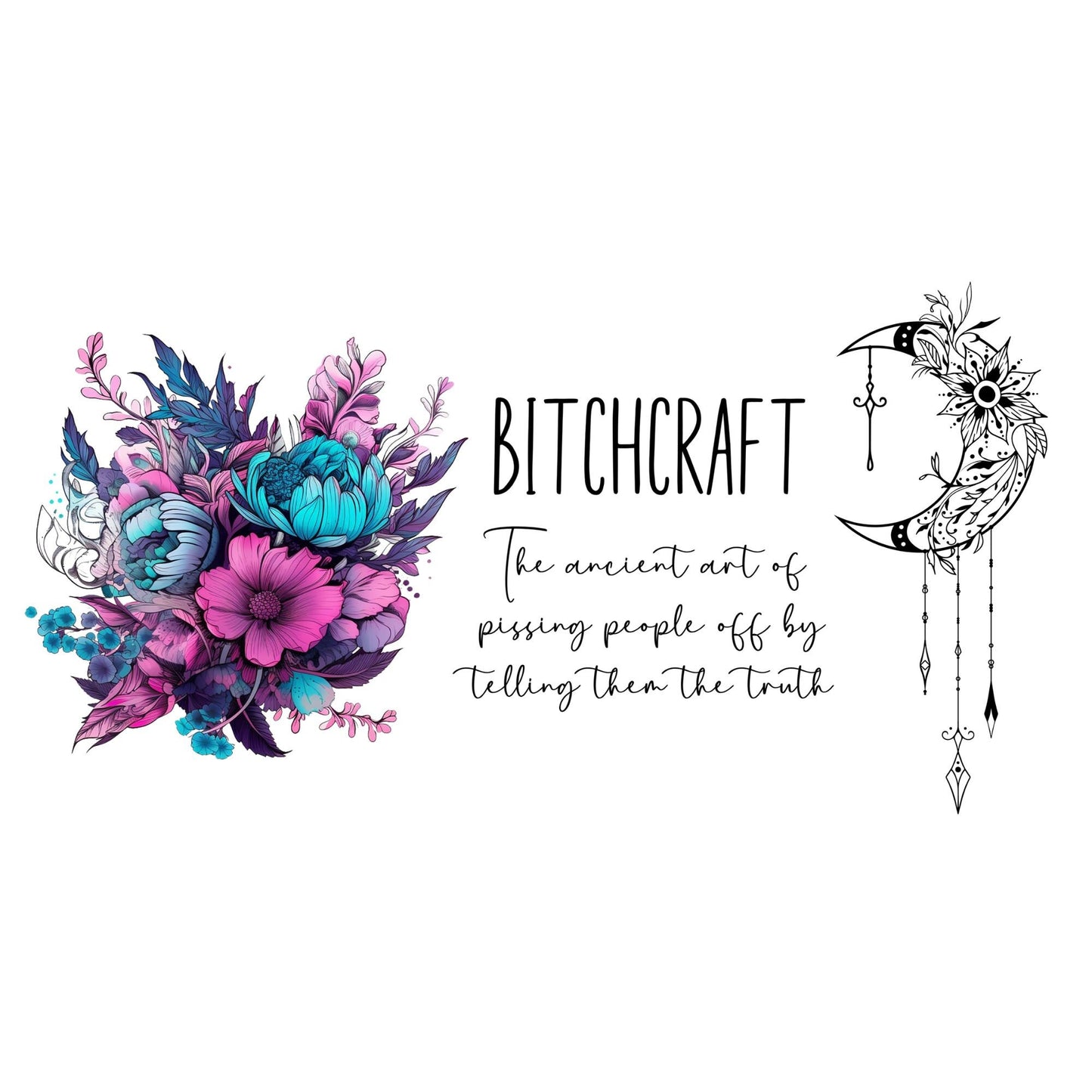 UV DTF Sticker print. Bitch craft wrap decal, tumbler decal, permanent sticker. UV wrap for glass can tumbler. #5050