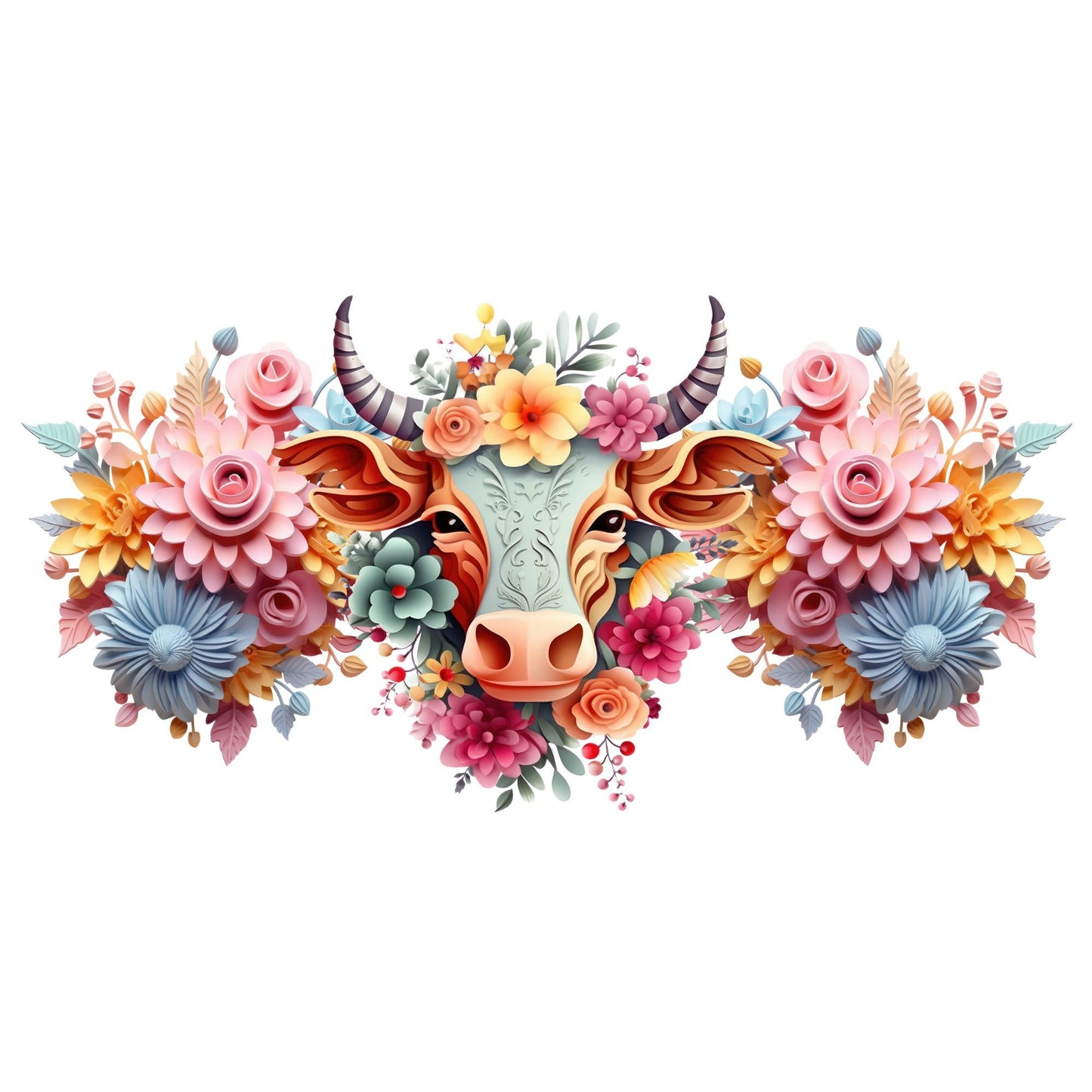 UV DTF Sticker print. 3D cow wrap decal, tumbler decal, permanent sticker. UV wrap for glass can tumbler. #5060