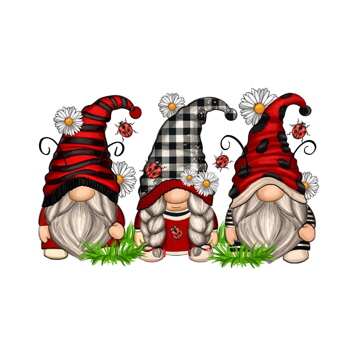 UV DTF Sticker print. Ladybug Gnomes decal, tumbler decal, permanent sticker. UV wrap for glass can tumbler. #10011