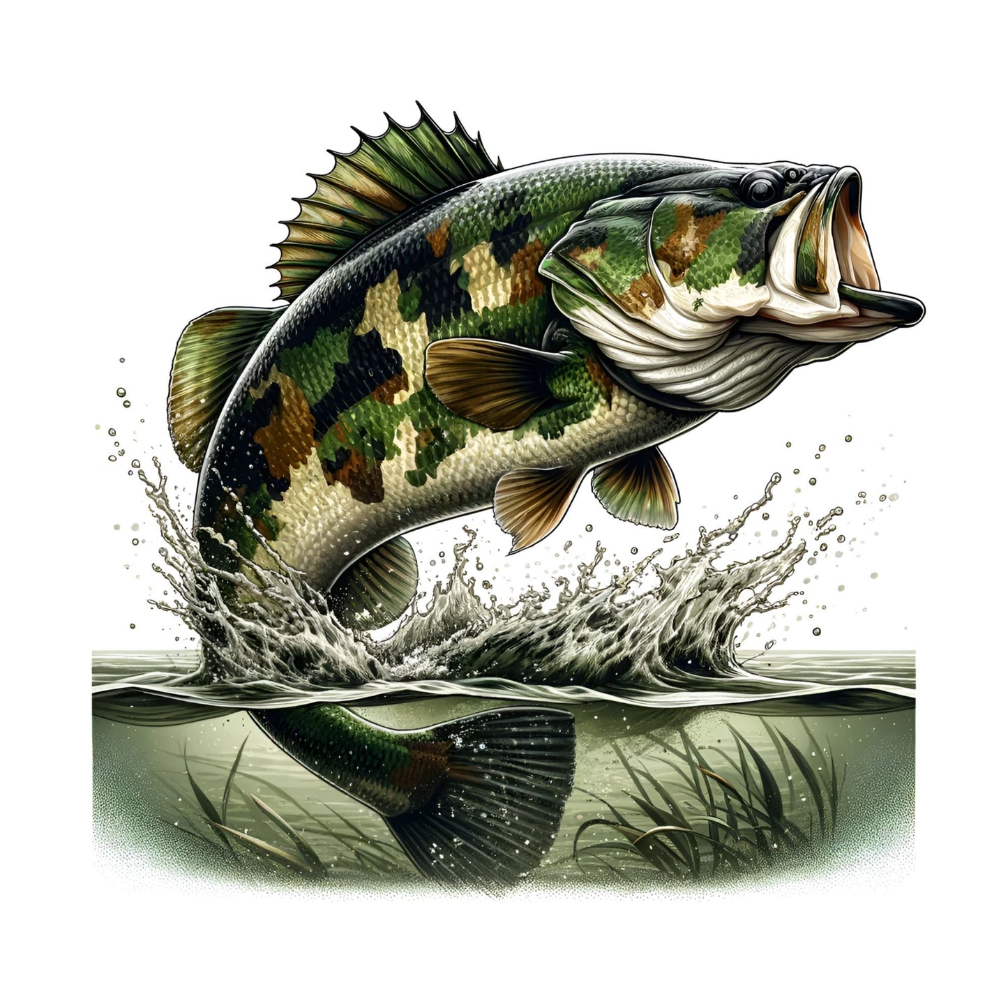 UV DTF Sticker print. Camo Bass decal, tumbler decal, permanent sticker. Uv wrap for glass can tumbler. #9007