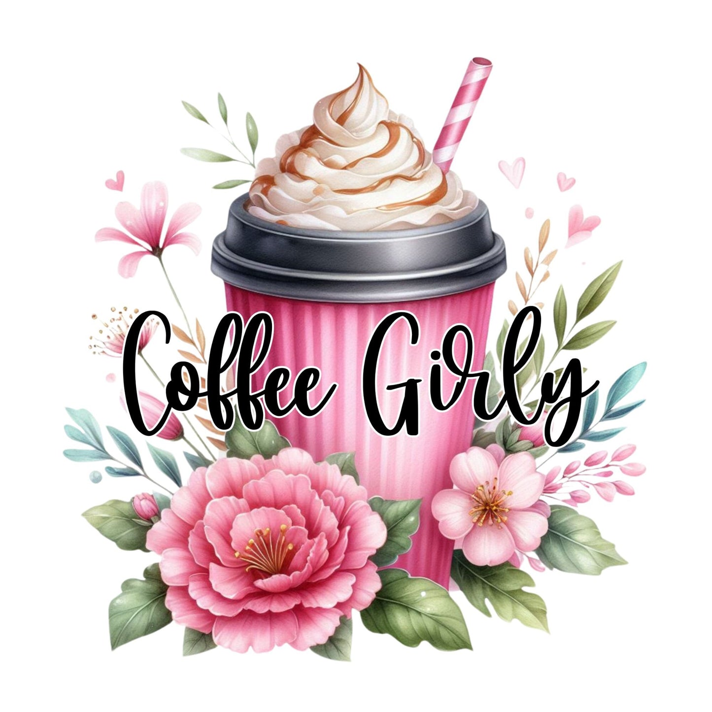 UV DTF Sticker print. Coffee girly decal, tumbler decal, permanent sticker. Uv wrap for glass can tumbler. #4093