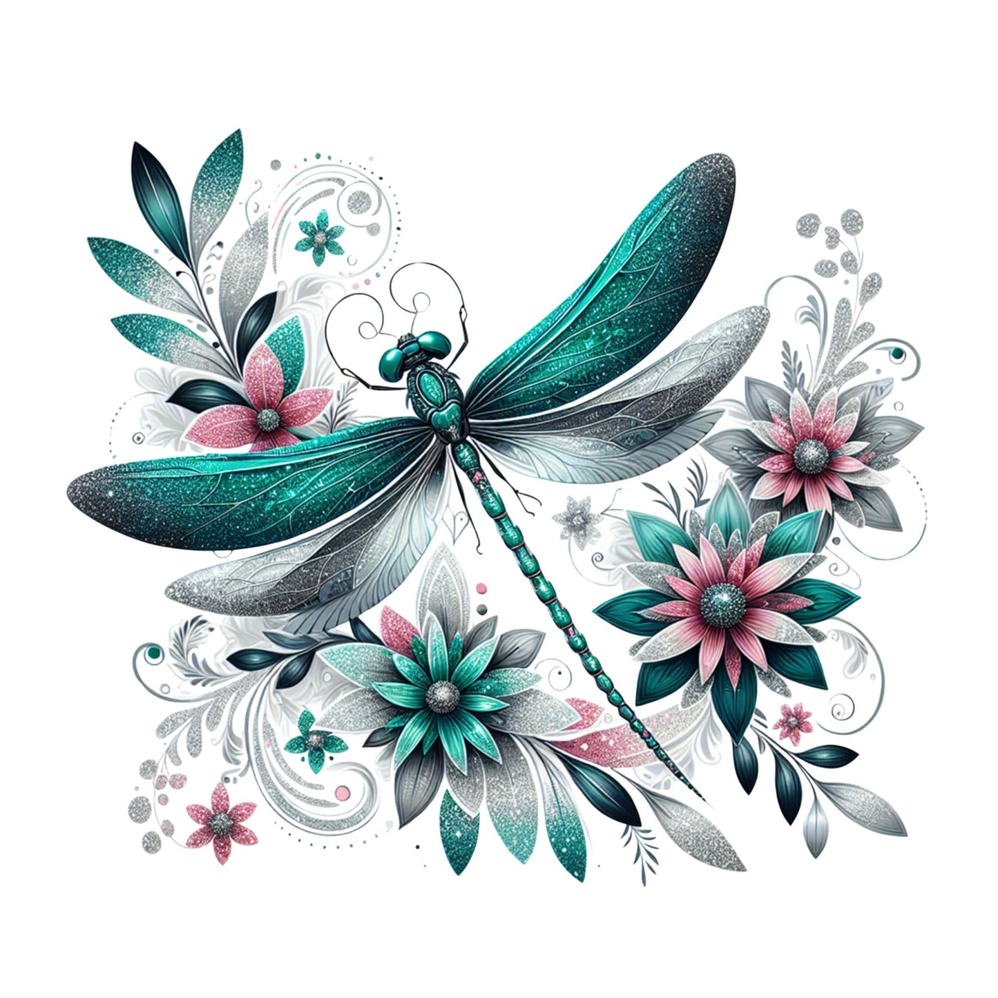 UV DTF Sticker print. Teal Dragonfly decal, tumbler decal, permanent sticker. UV wrap for glass can tumbler. #1010