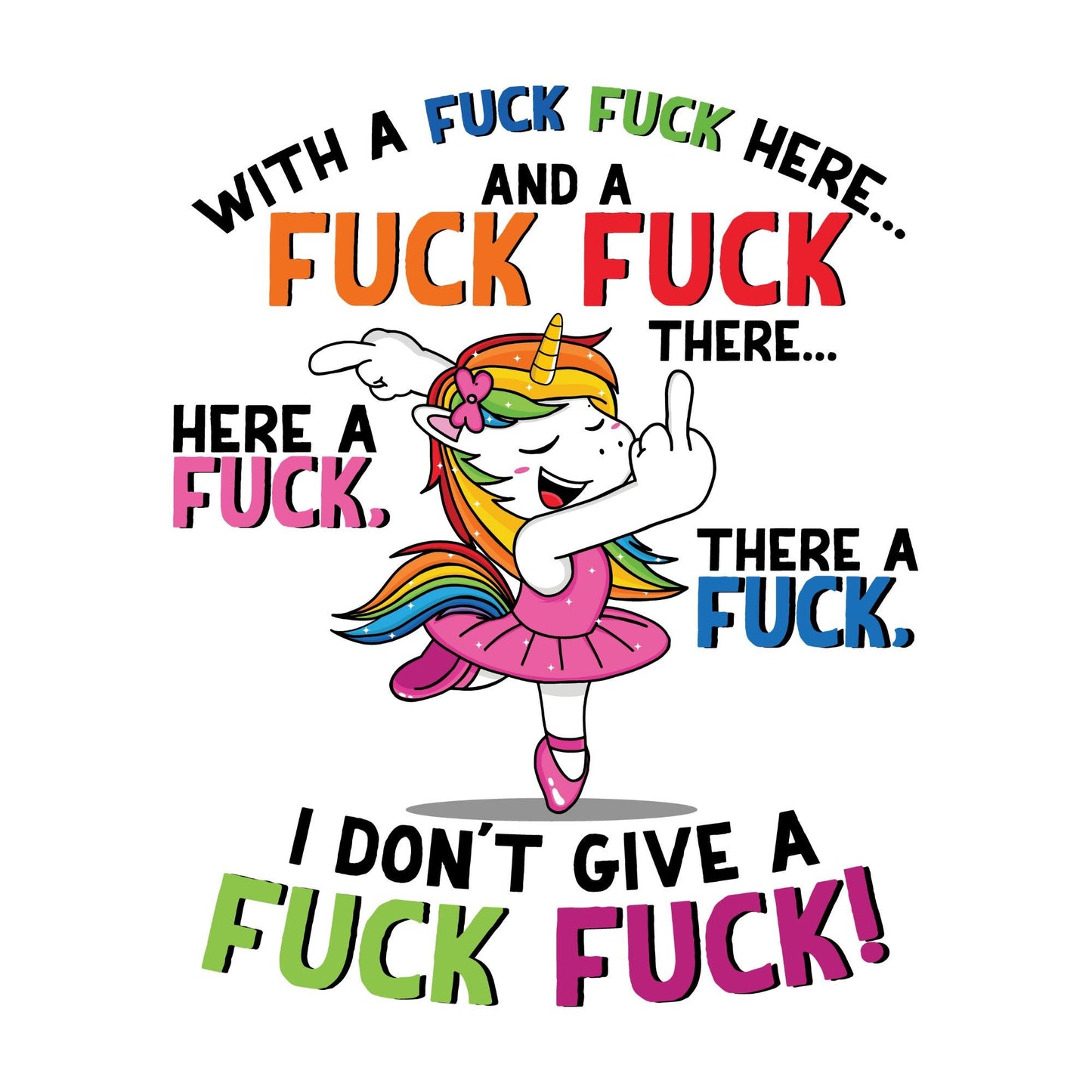 UV DTF Sticker print. Fuck Unicorn decal, tumbler decal, permanent sticker. Uv wrap for glass can tumbler. #4077