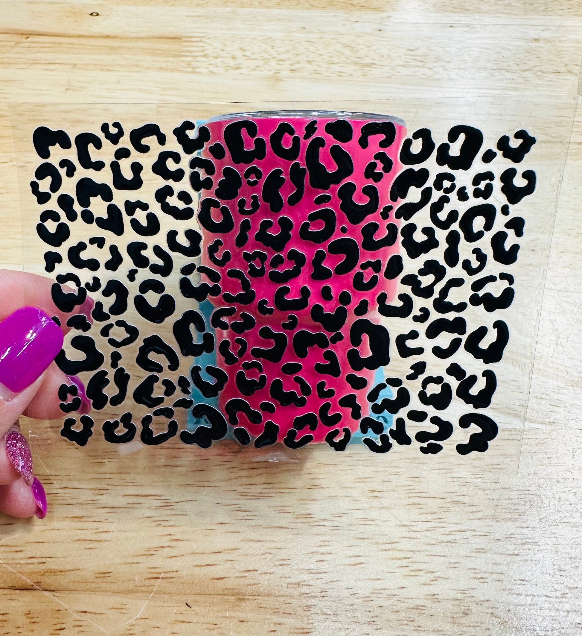 UV DTF Sticker print. Leopard spots. Cheetah spots decals, tumbler decal, permanent sticker. Uv wrap for glass can tumbler. #10023
